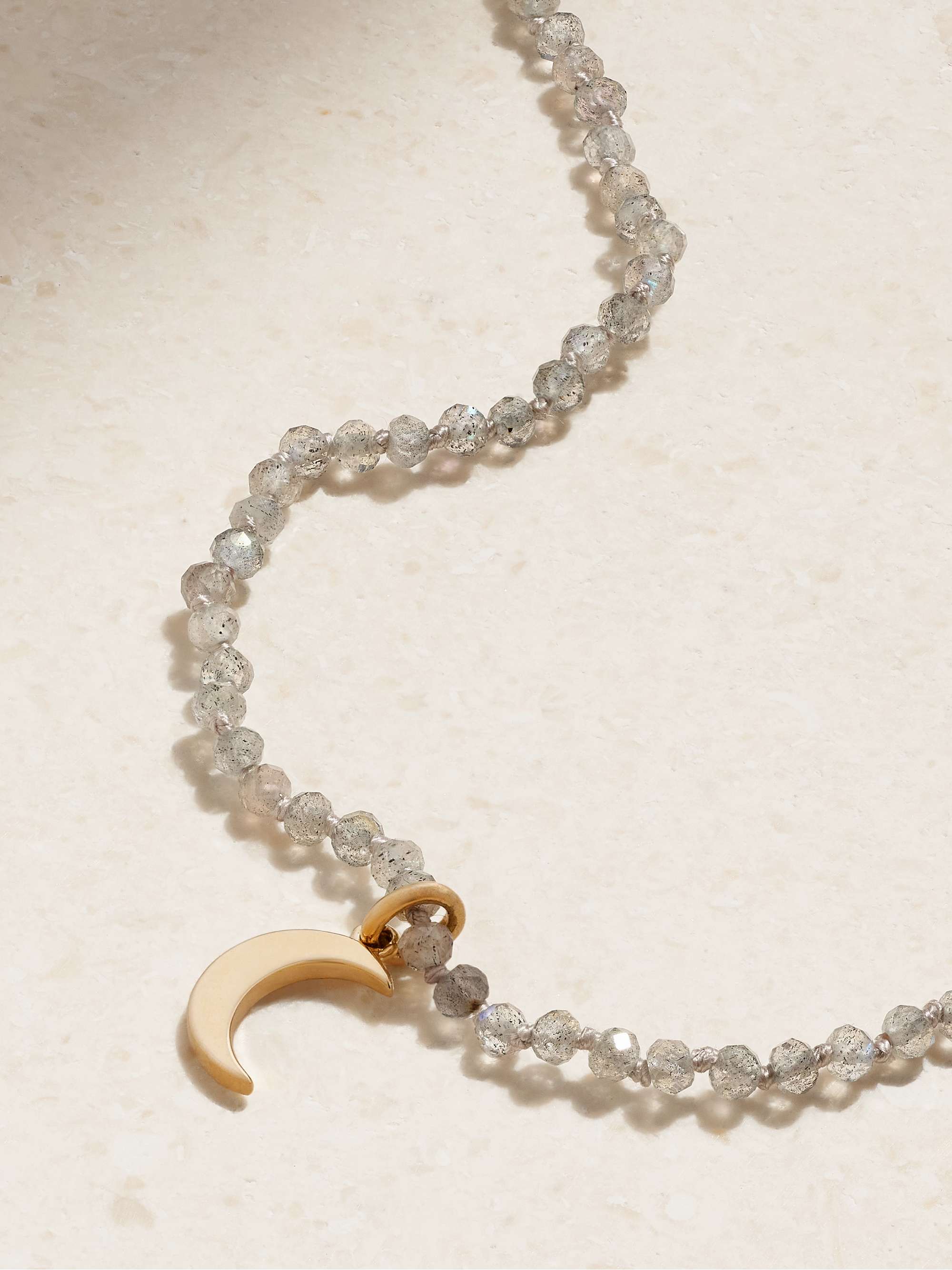 ANDREA FOHRMAN Crescent Moon 14K 黄金拉长石项链