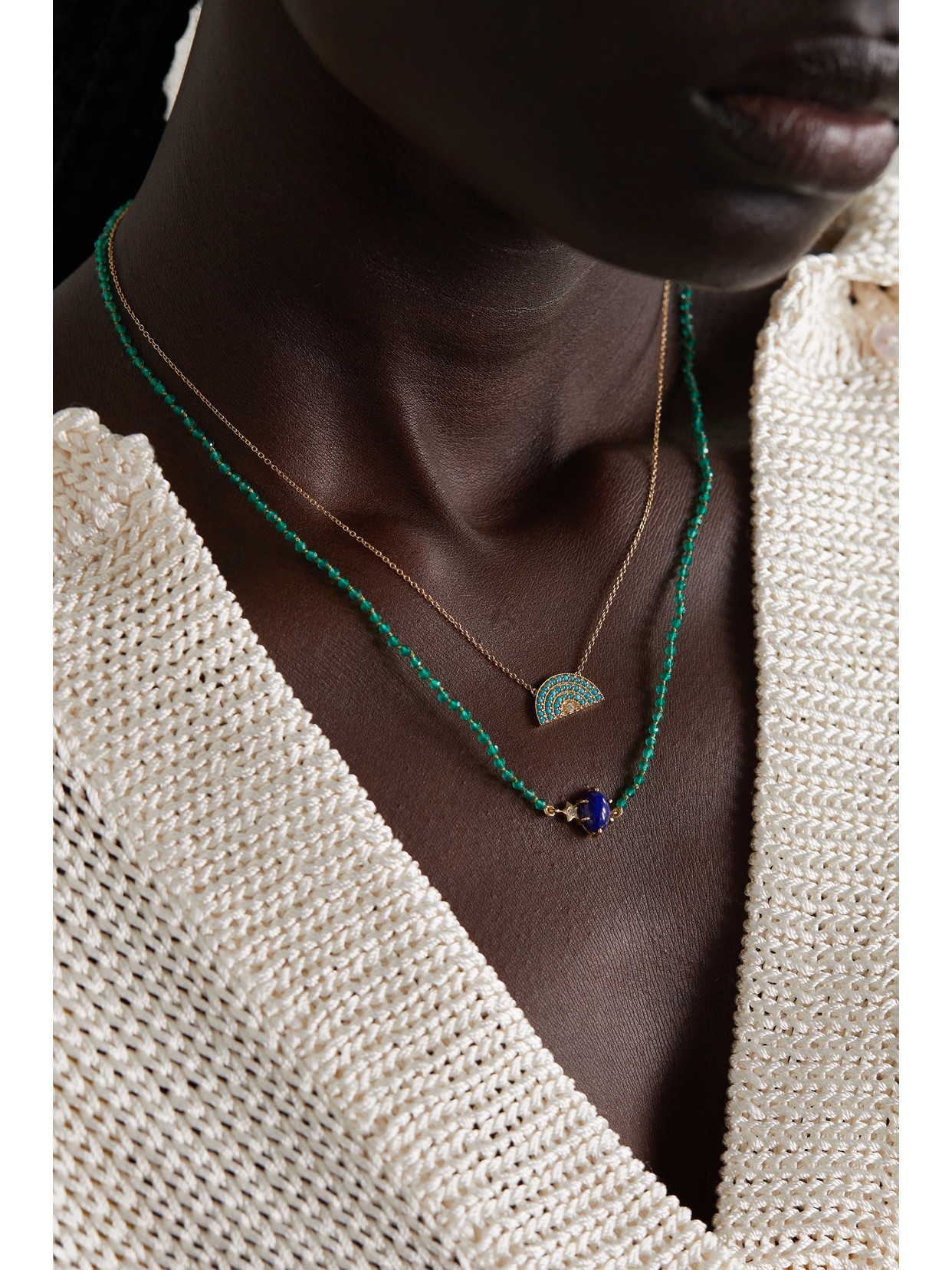 Andrea Fohrman 14-karat Gold, Turquoise And Diamond Necklace In Gold