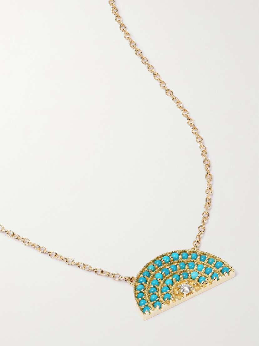Andrea Fohrman 14-karat Gold, Turquoise And Diamond Necklace