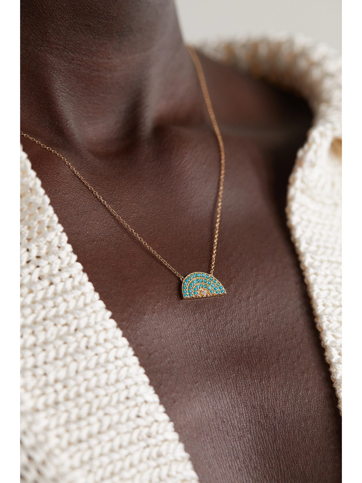 Andrea Fohrman 14-karat Gold, Turquoise And Diamond Necklace In Gold