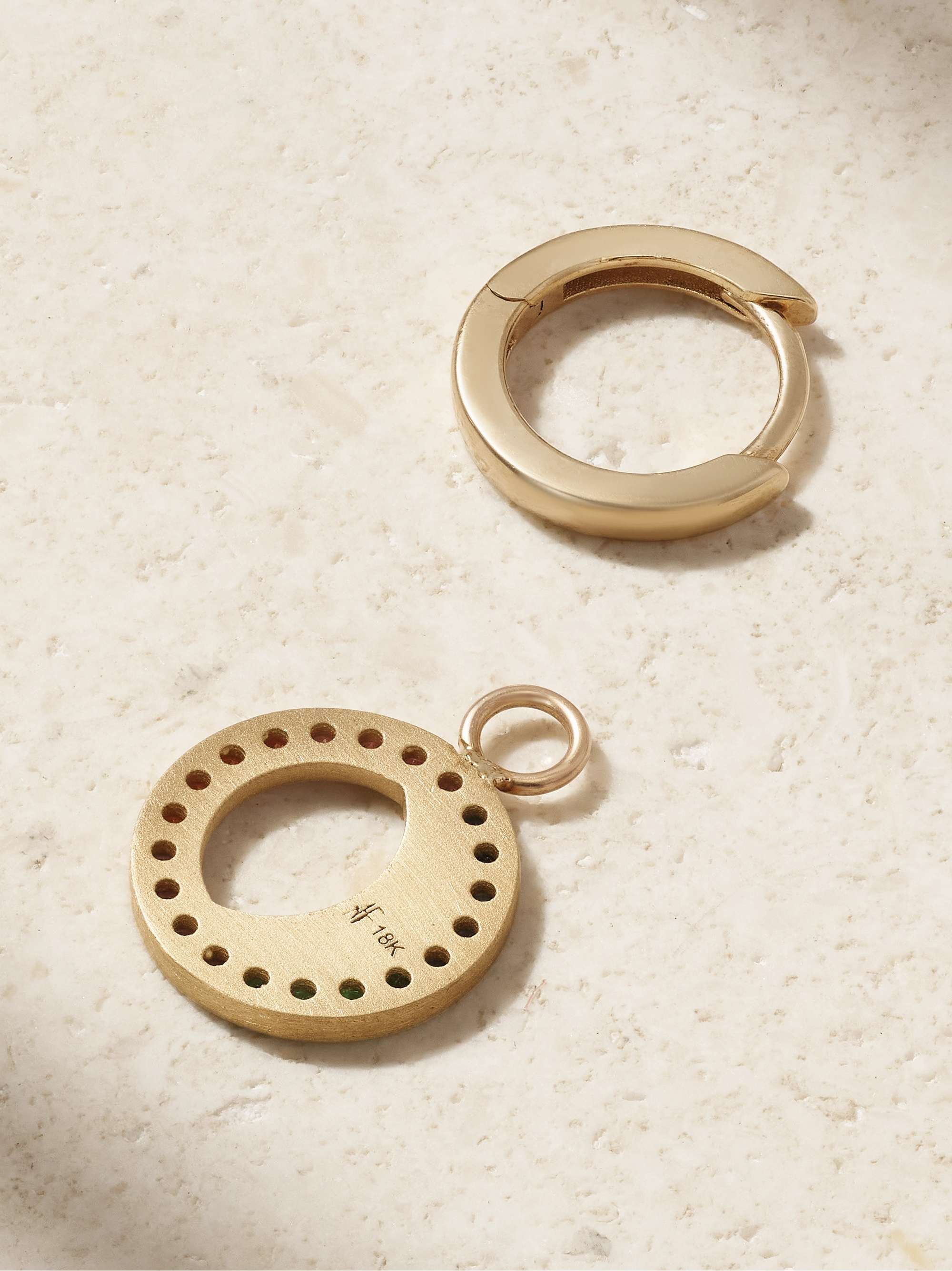 ANDREA FOHRMAN 18-karat and 14-karat gold multi-stone single hoop earring