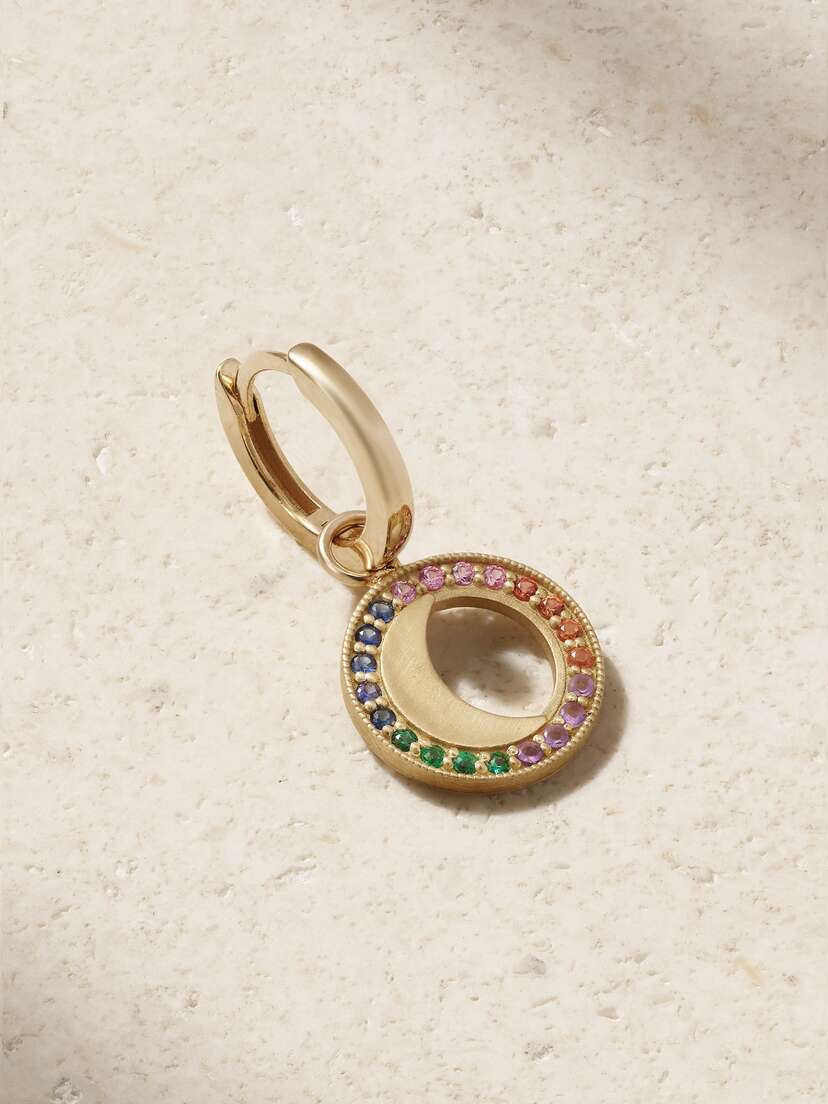 Andrea Fohrman 18-karat And 14-karat Gold Multi-stone Single Hoop Earring