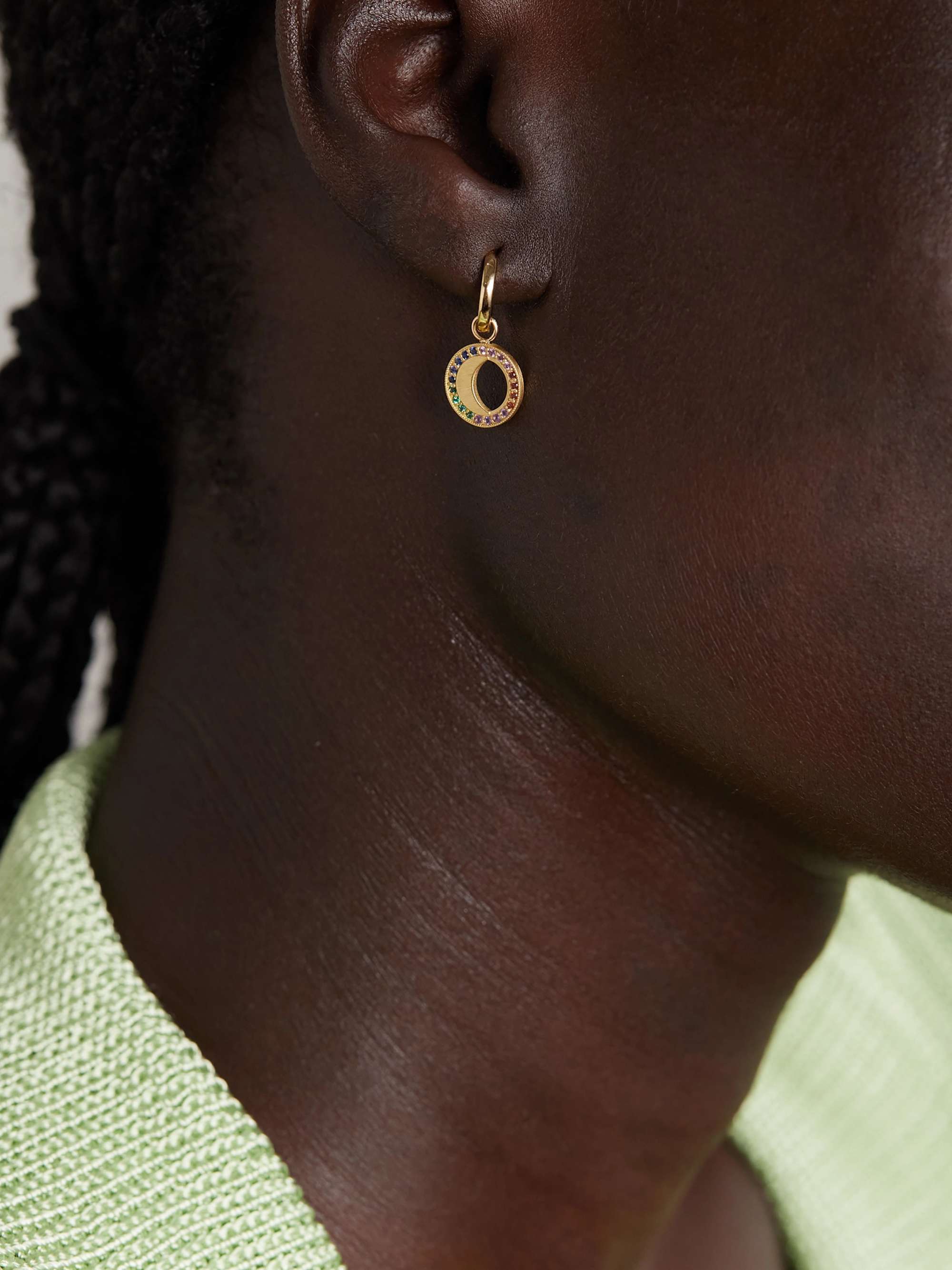 ANDREA FOHRMAN 18-karat and 14-karat gold multi-stone single hoop earring