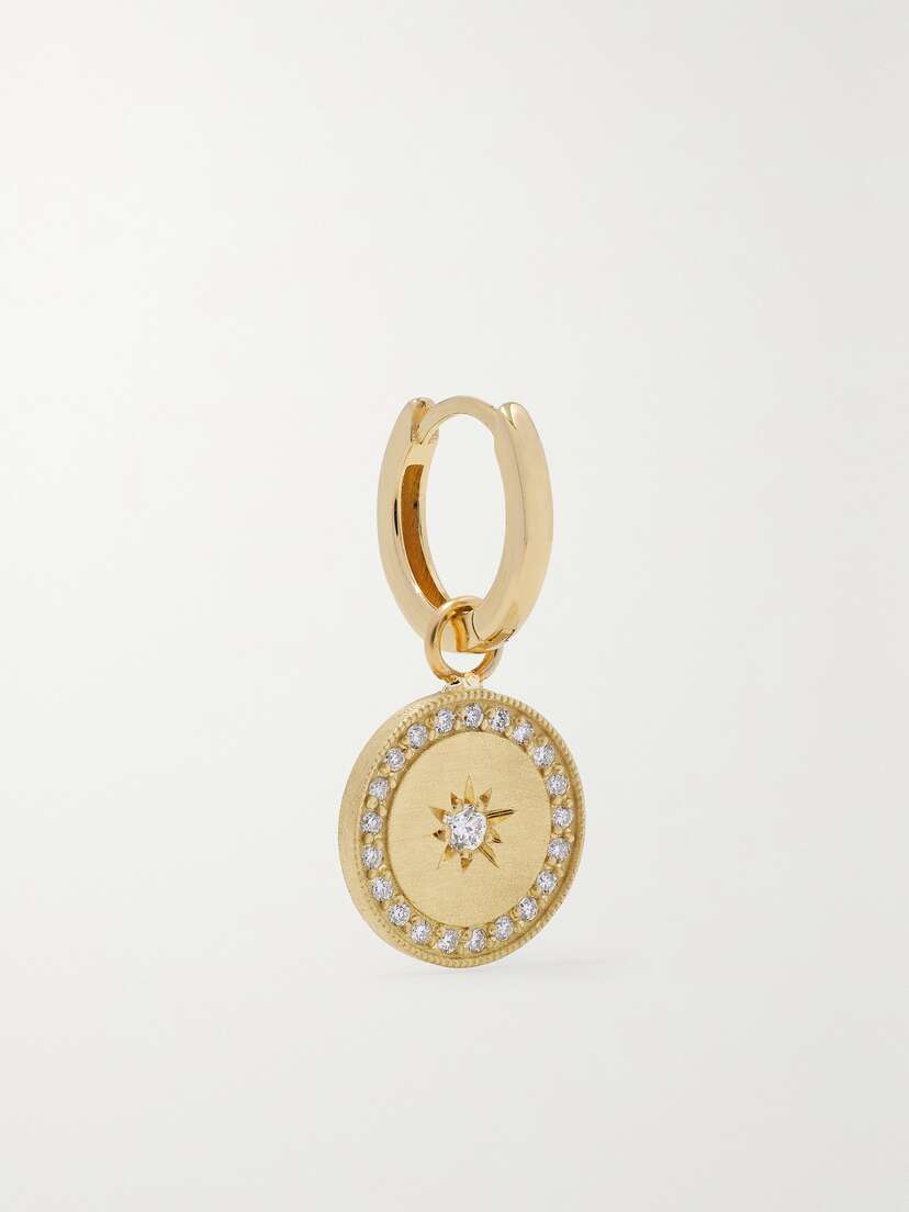 Andrea Fohrman 18-karat Gold Diamond Single Hoop Earring