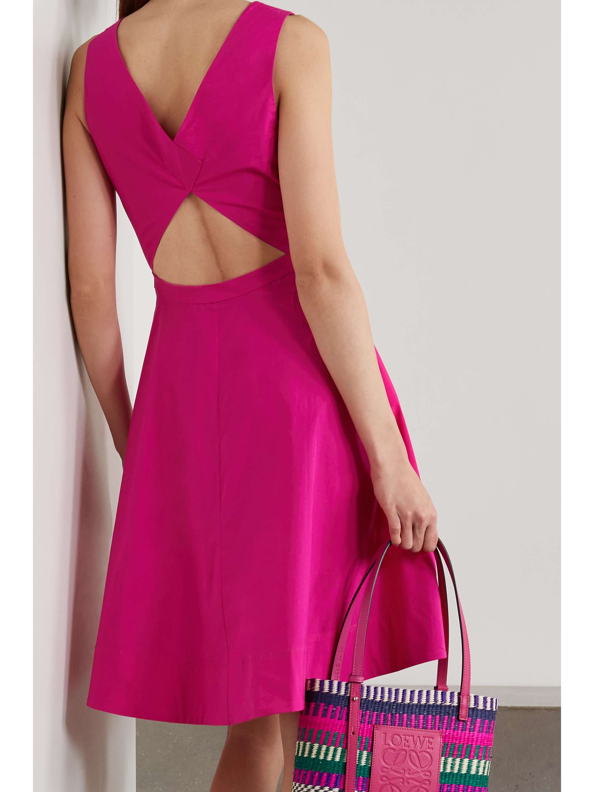 Pink Zoey cutout stretch-cotton poplin 
