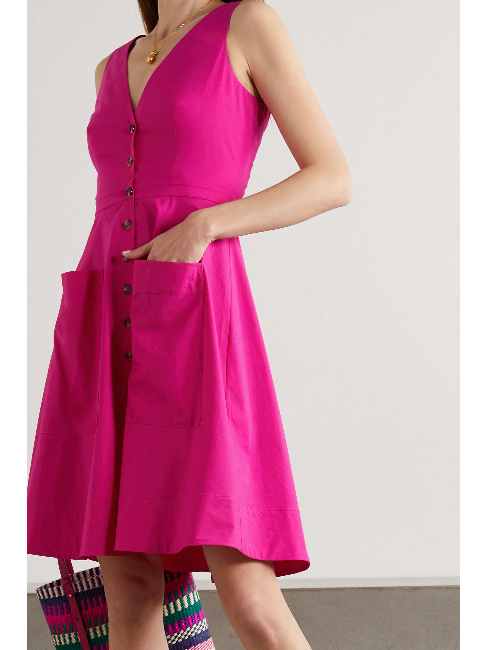 Pink Zoey cutout stretch-cotton poplin 