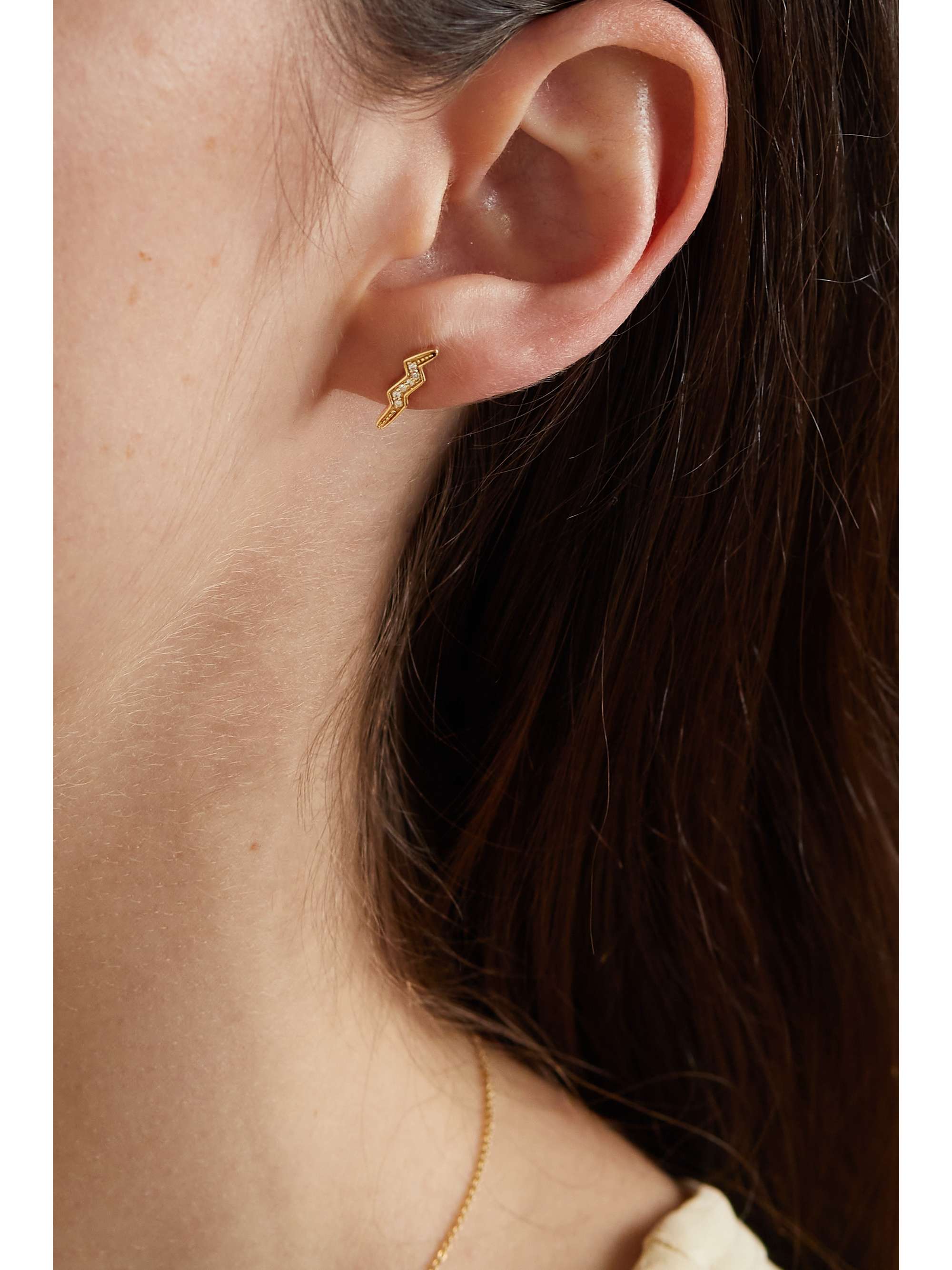 ANDREA FOHRMAN Mini Lightning Bolt 14-karat gold diamond single earring