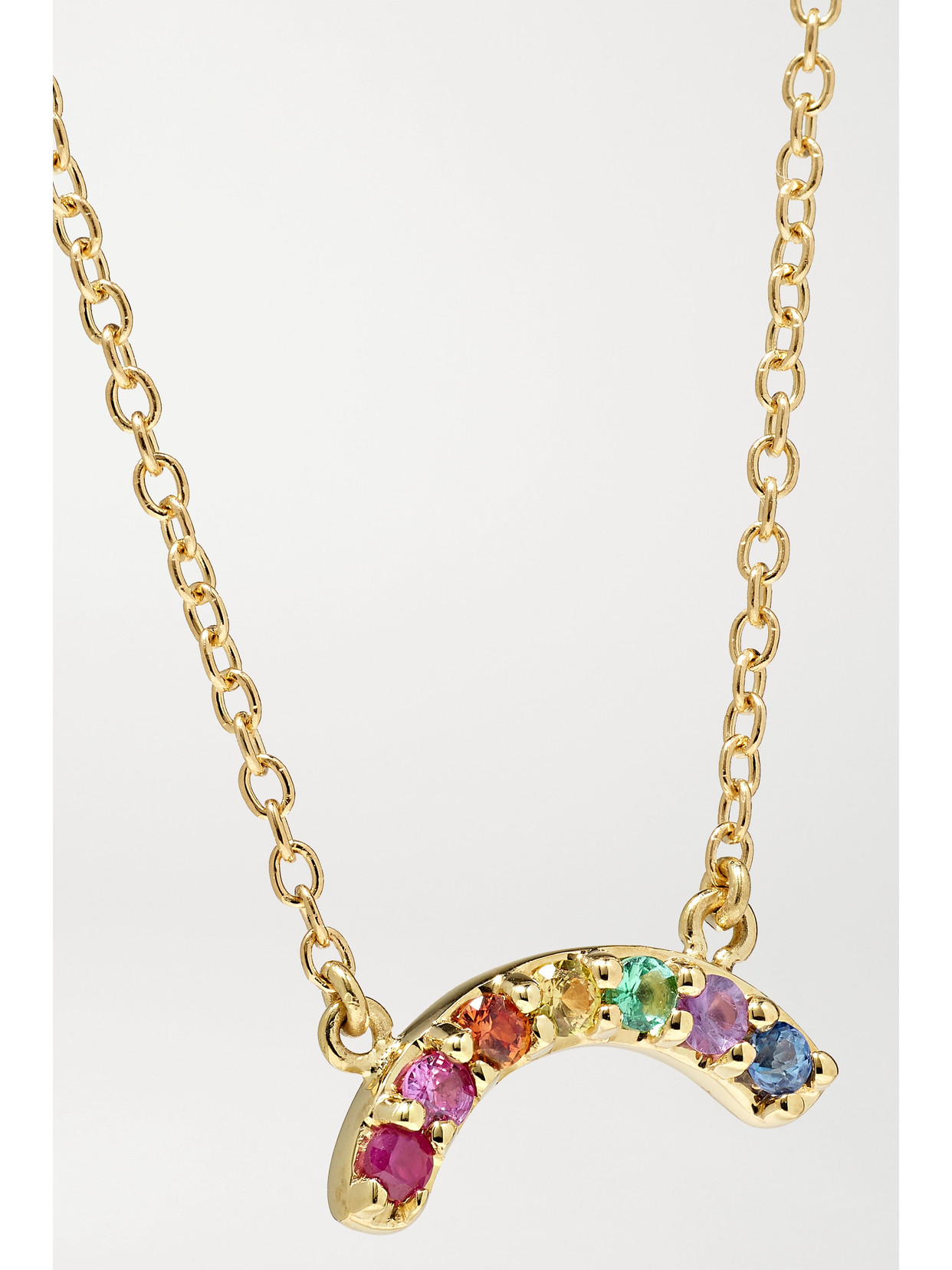 ANDREA FOHRMAN SINGLE ROW RAINBOW 14-KARAT GOLD MULTI-STONE ANKLET