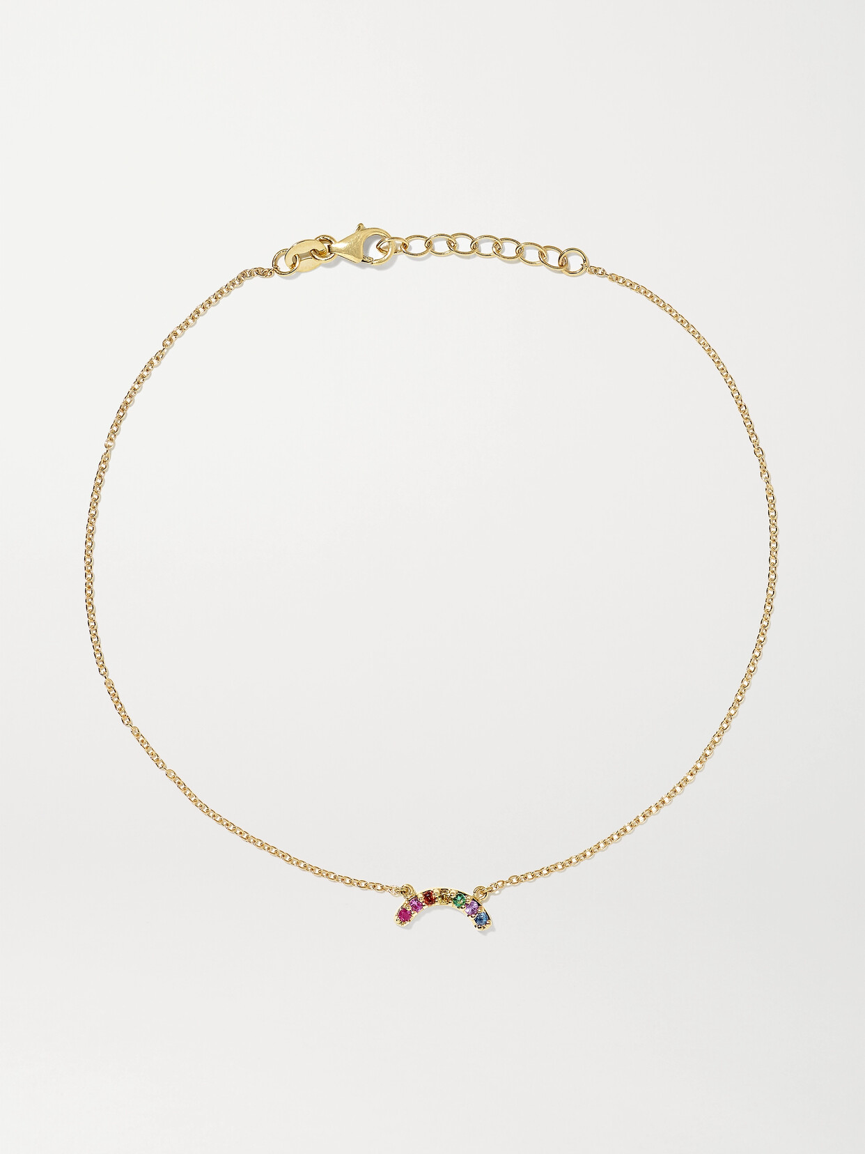 Andrea Fohrman Single Row Rainbow 14-karat Gold Multi-stone Anklet