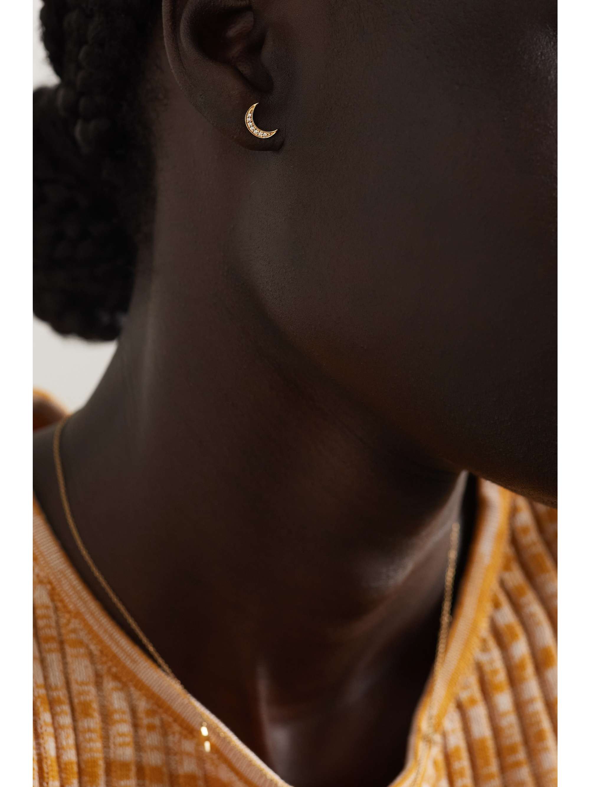 ANDREA FOHRMAN Mini Crescent 14-karat gold turquoise earring