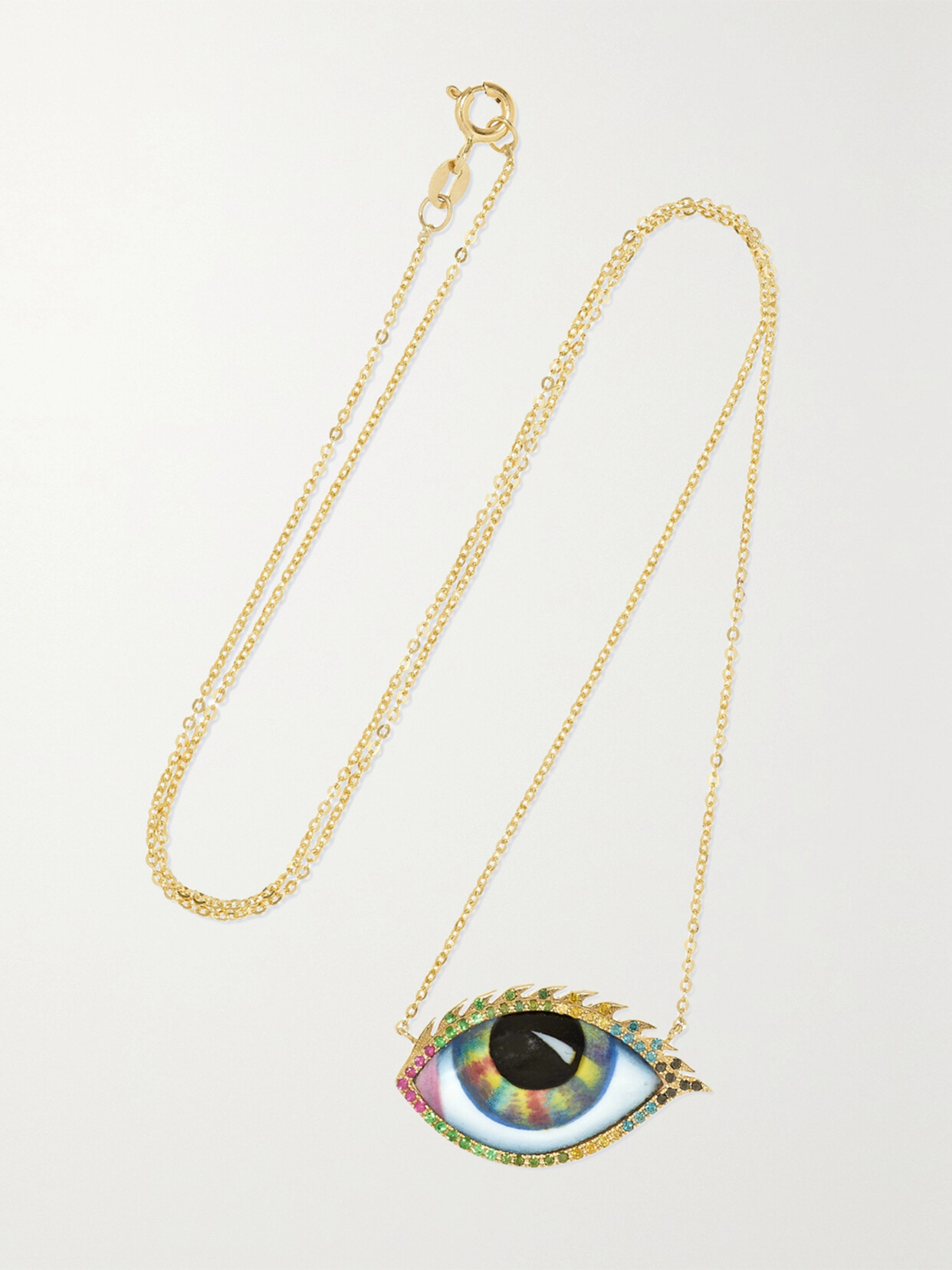 Lito - Tu Es Partout 14-karat Gold, Enamel And Multi-stone Necklace - one size 22 Awaiting product image