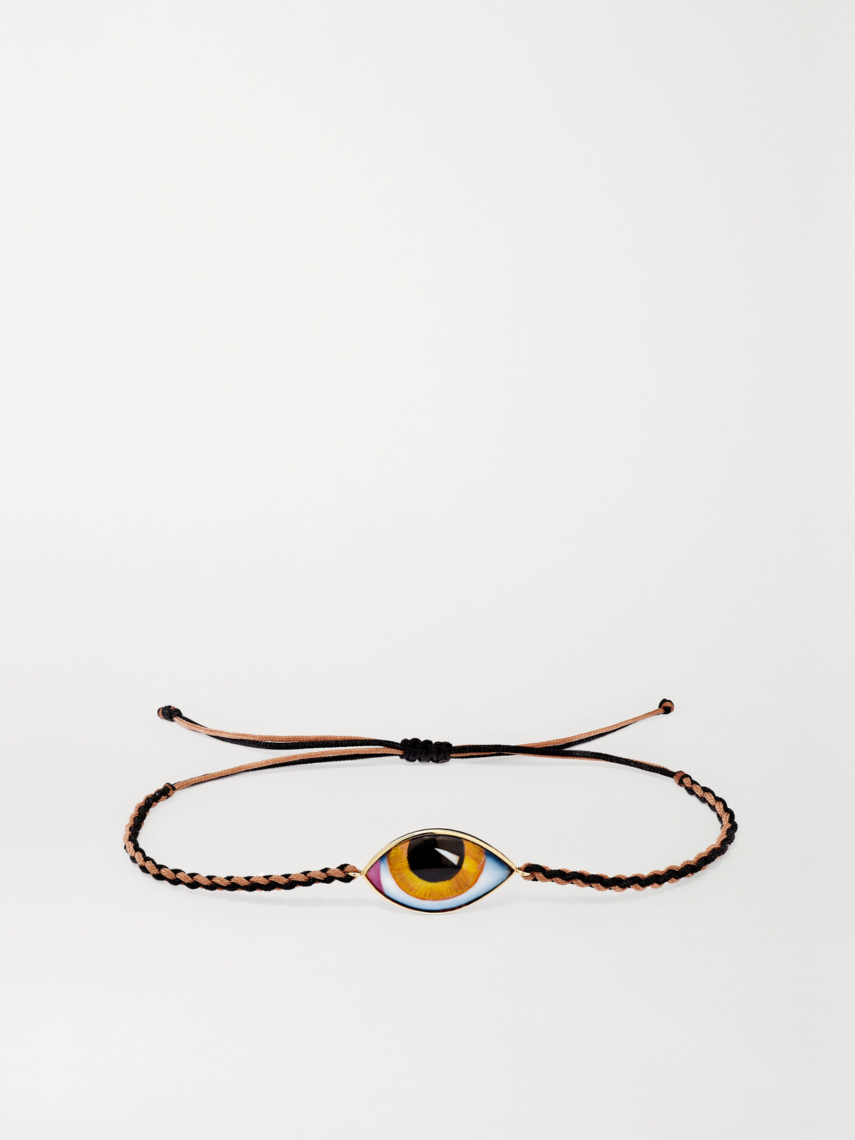 Lito Tu Es Partout 14-karat Gold, Macramé And Enamel Bracelet - One size