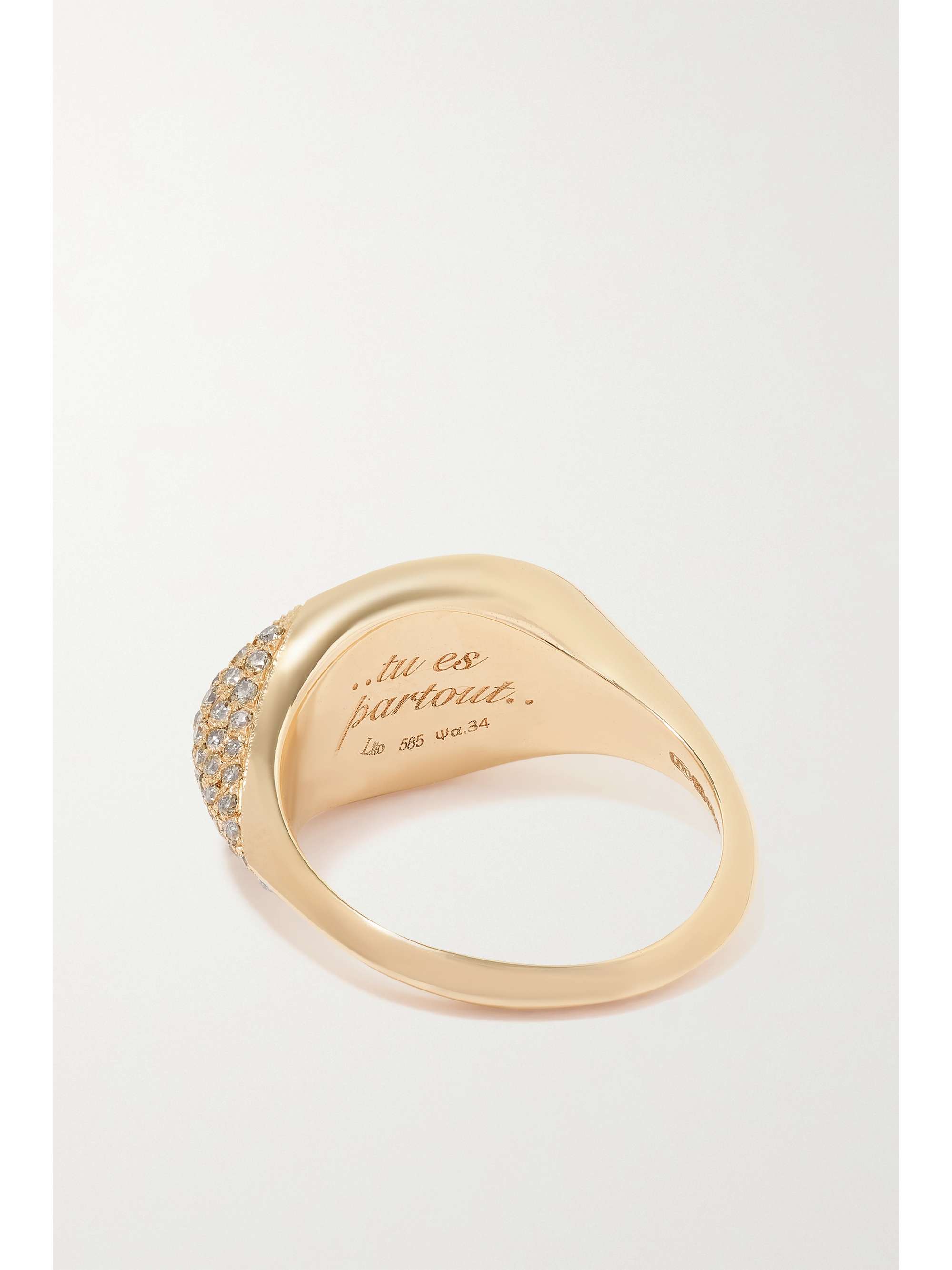 Gold Petite Pink Chevalier 14-karat gold, enamel and diamond ring | LITO |  NET-A-PORTER
