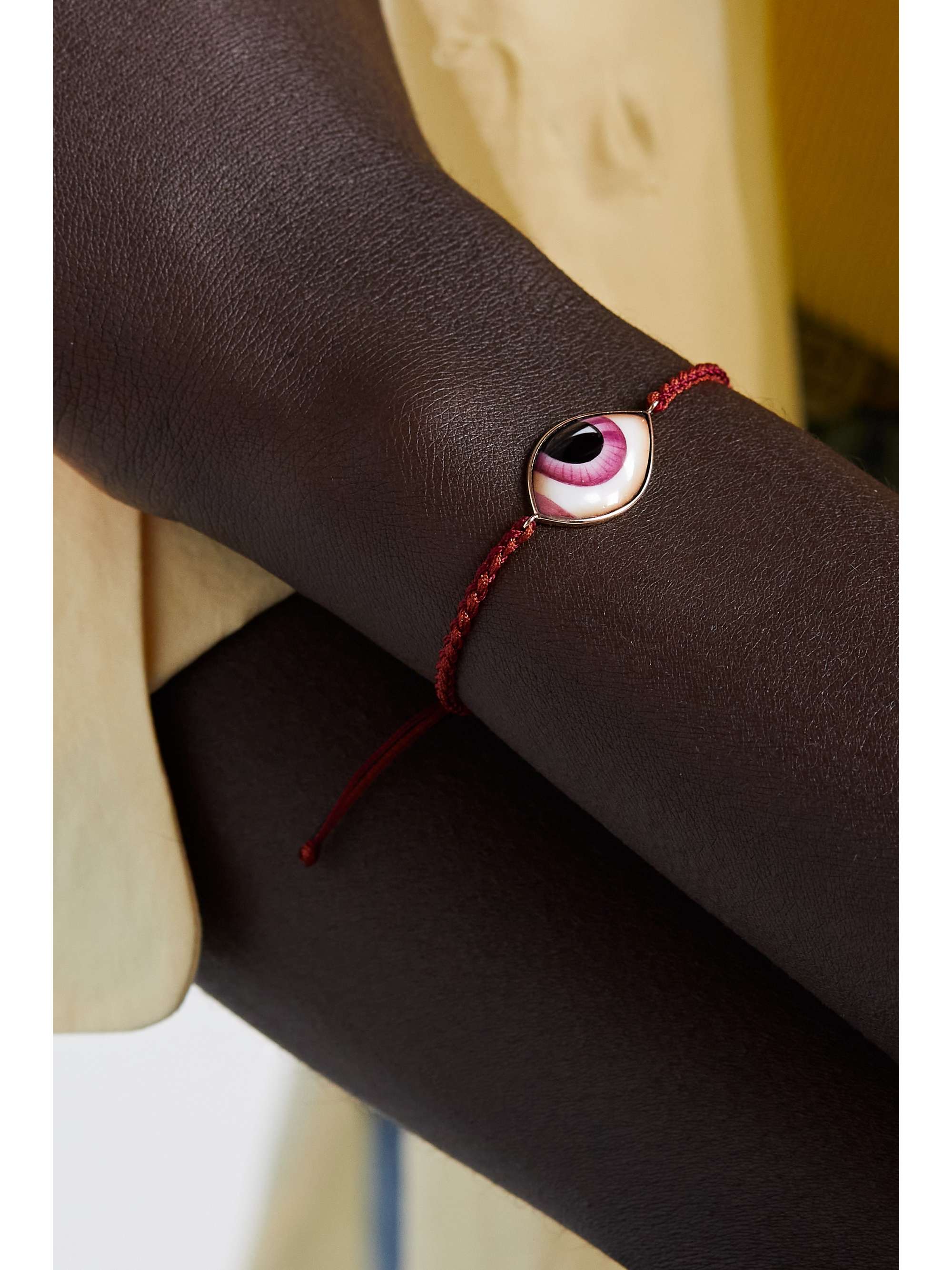 LITO Grand Bleu 14-karat rose gold, macramé and enamel bracelet