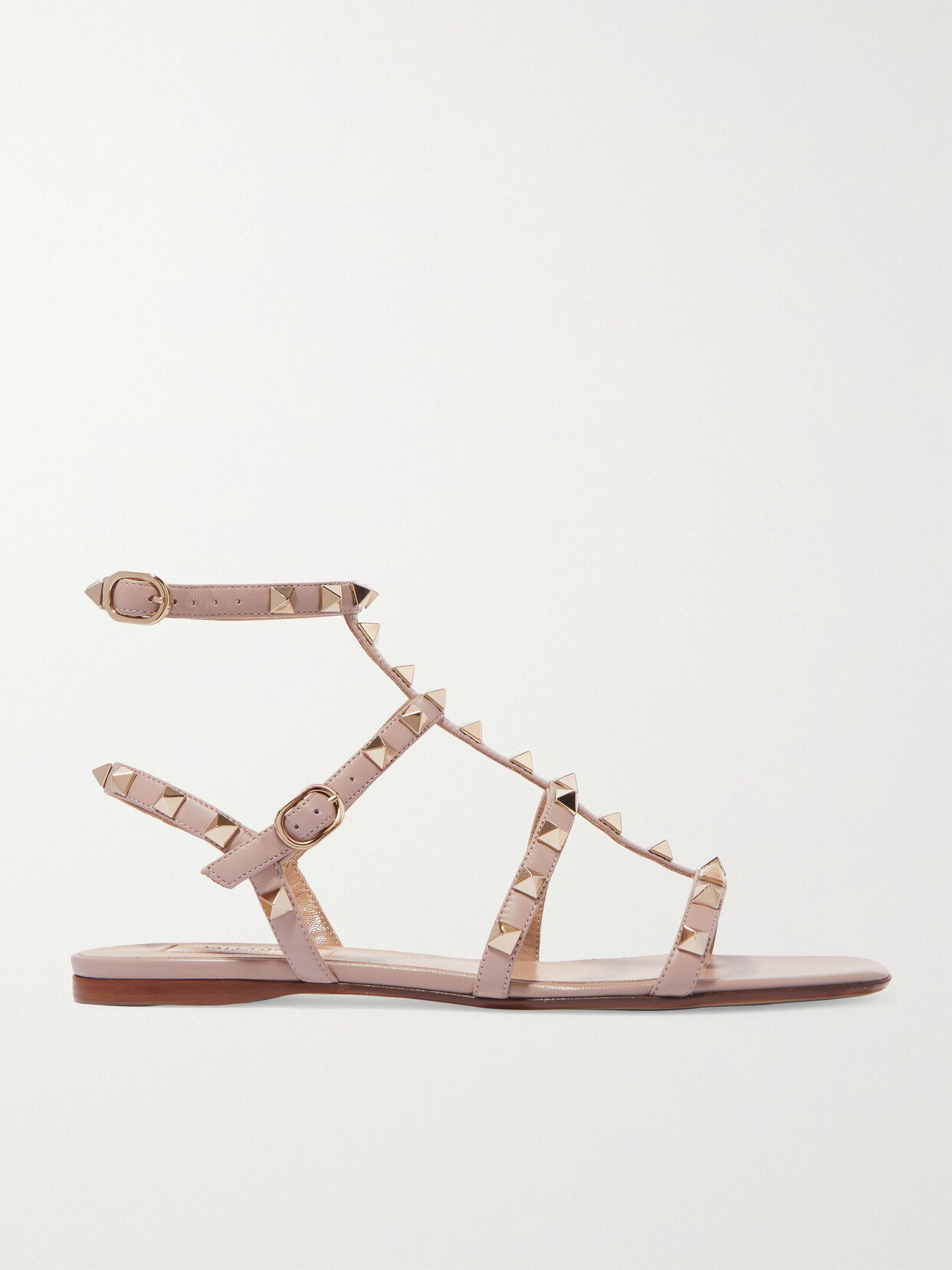 Shop Valentino Rockstud Leather Sandals In Pink