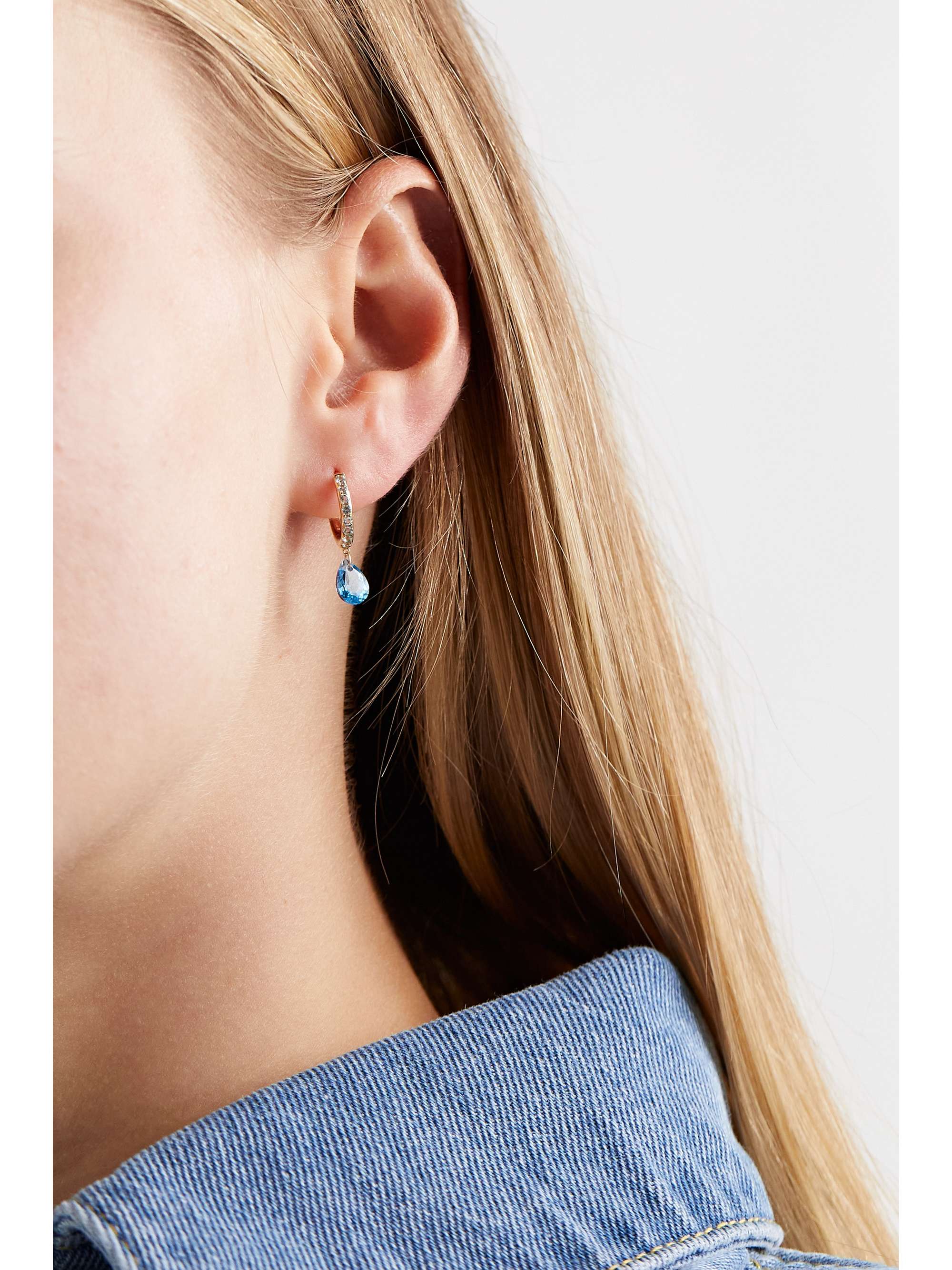 PERSÉE Gold crystal single hoop earring