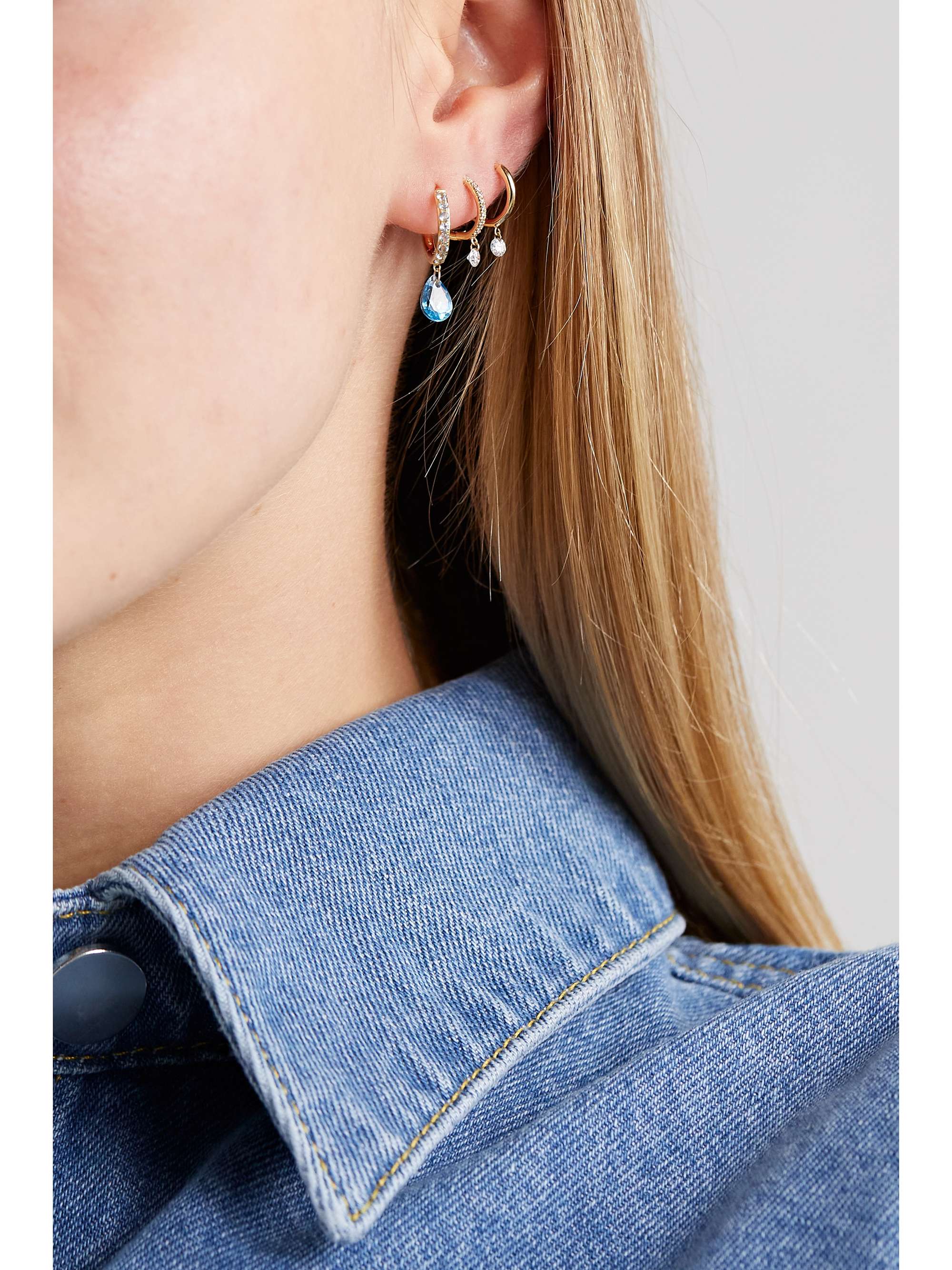 PERSÉE Gold crystal single hoop earring