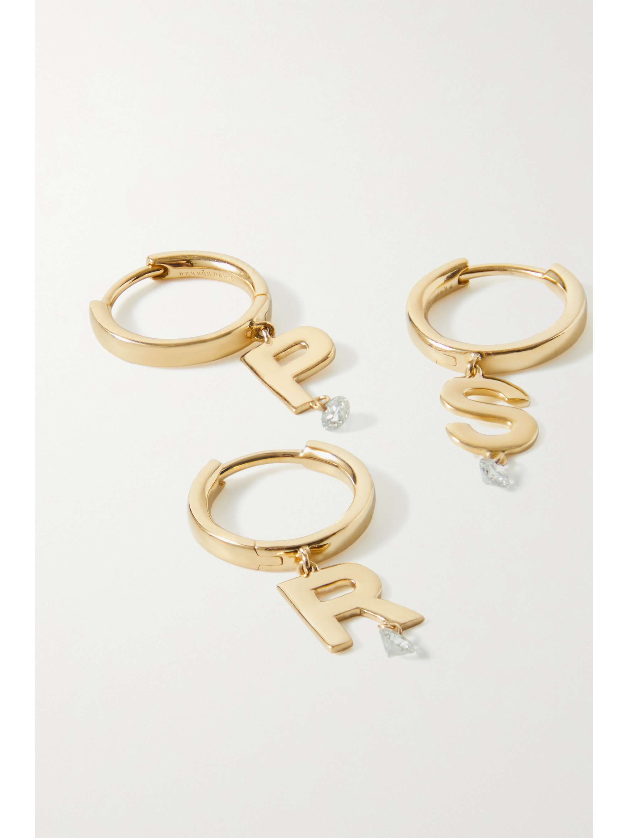 PERSÉE Alphabet 18-karat gold diamond single hoop earring