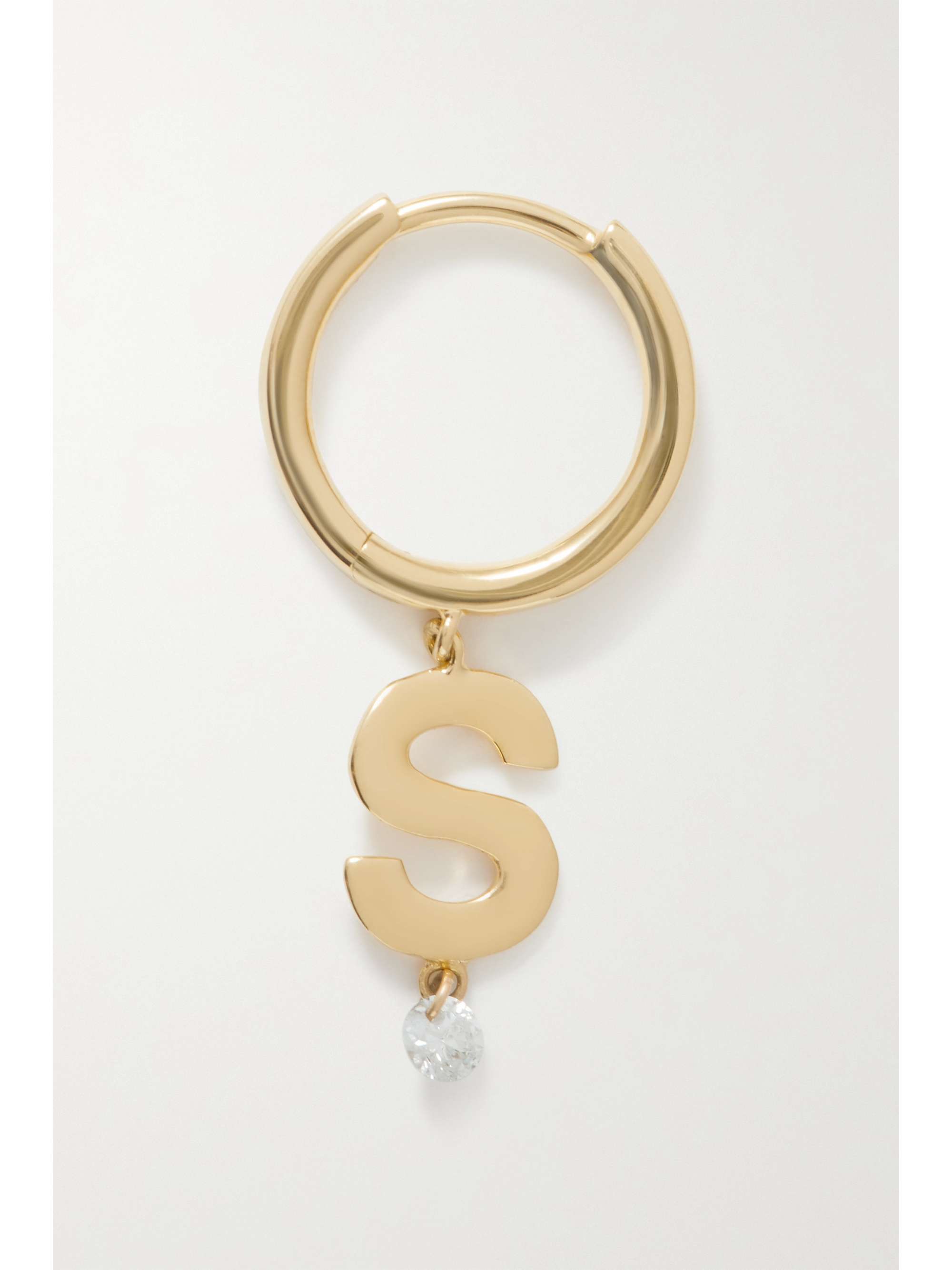PERSÉE Alphabet 18-karat gold diamond single hoop earring