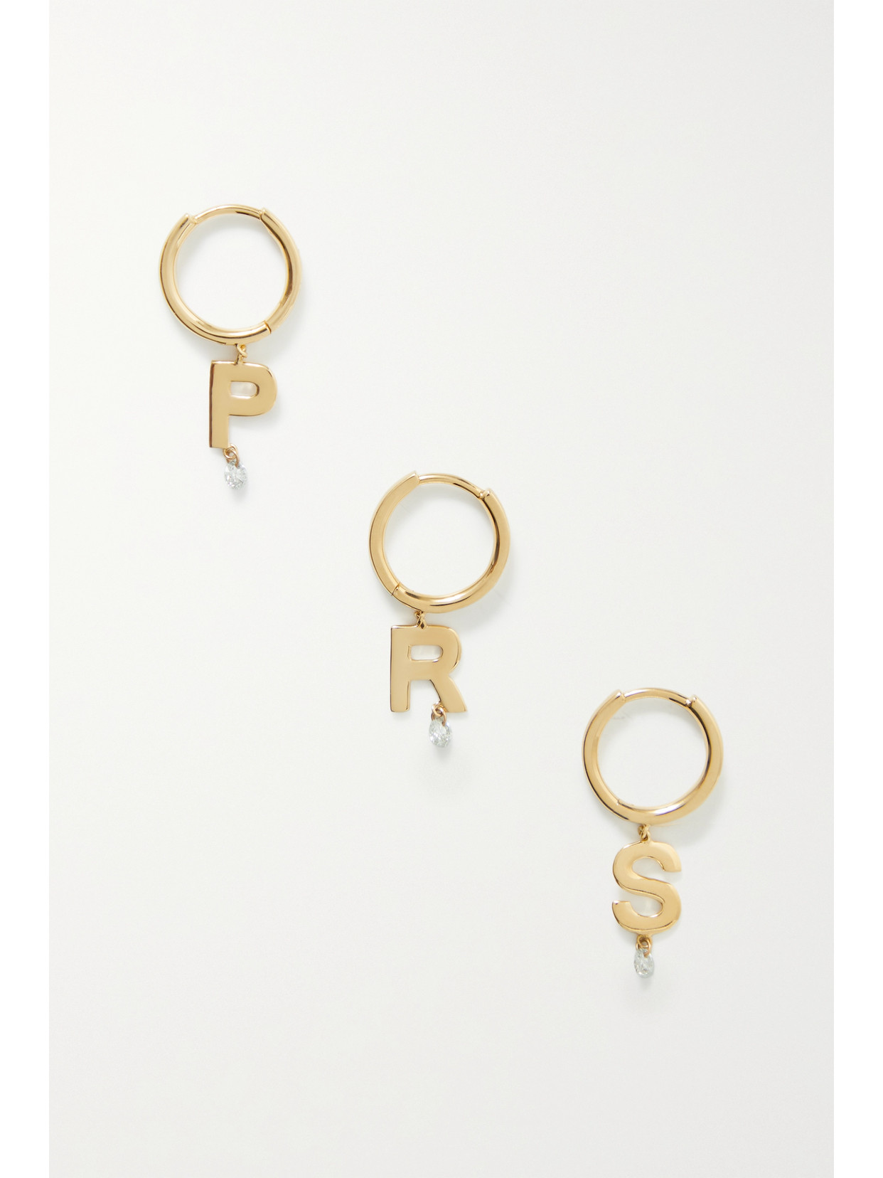 Persée - Alphabet 18-karat Gold Diamond Single Hoop Earring - C