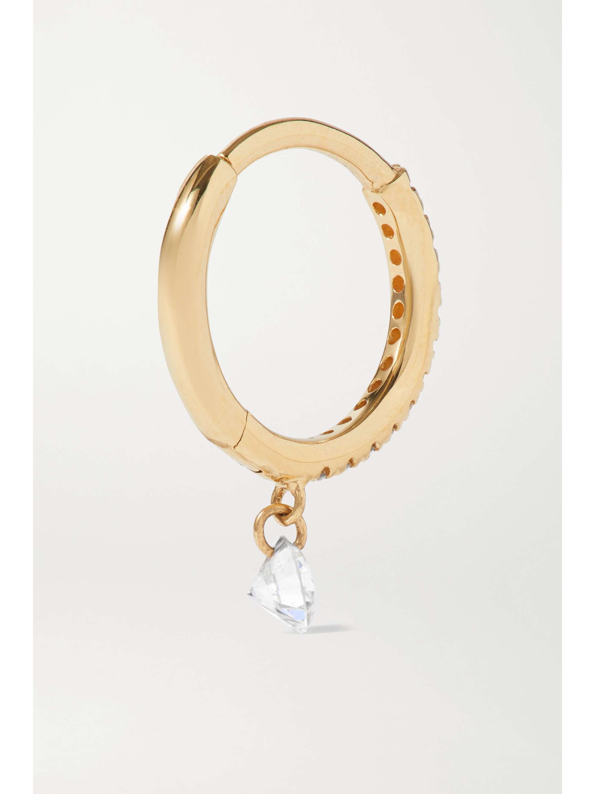 PERSÉE Gold crystal single hoop earring