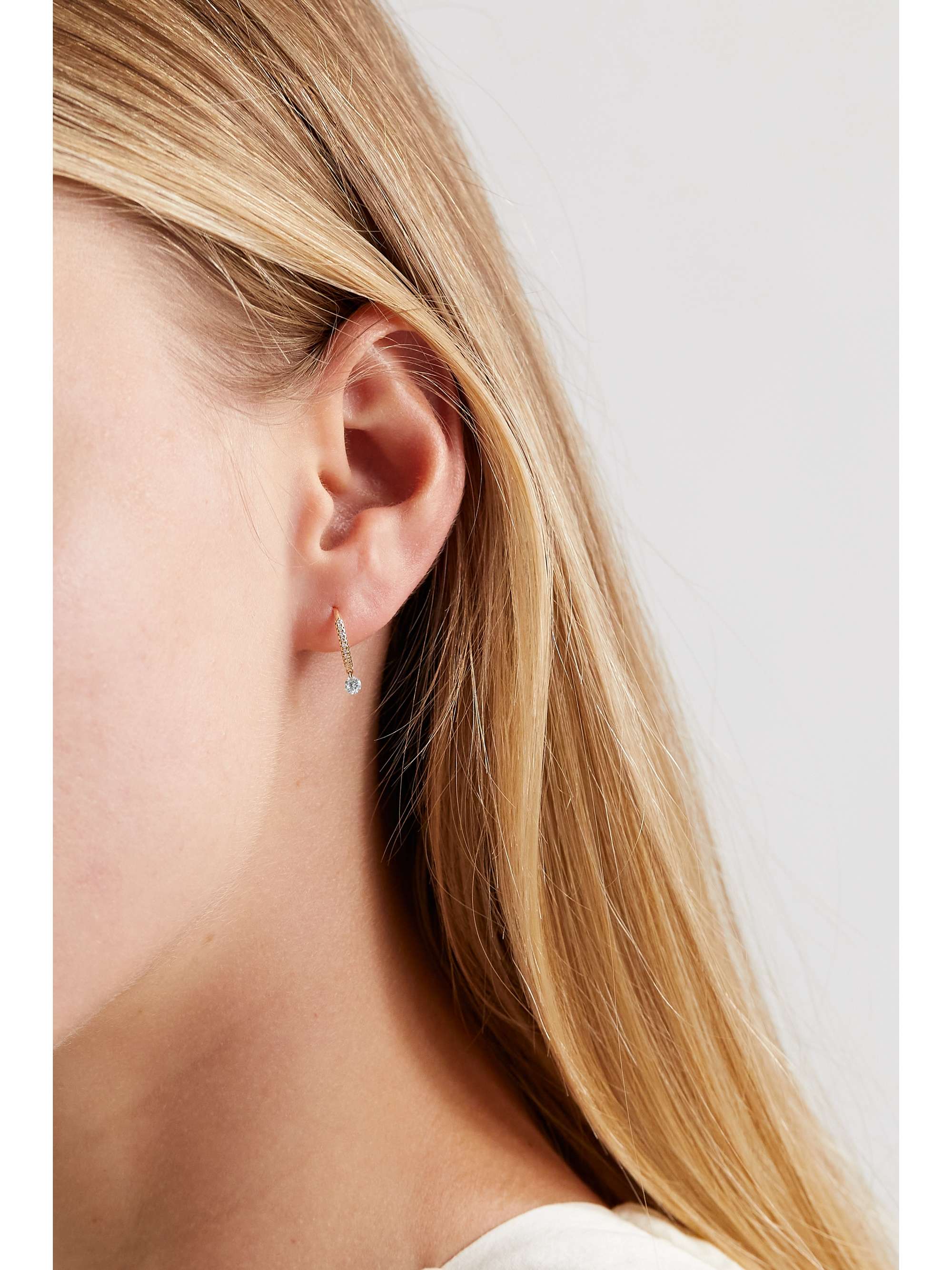 PERSÉE Gold crystal single hoop earring