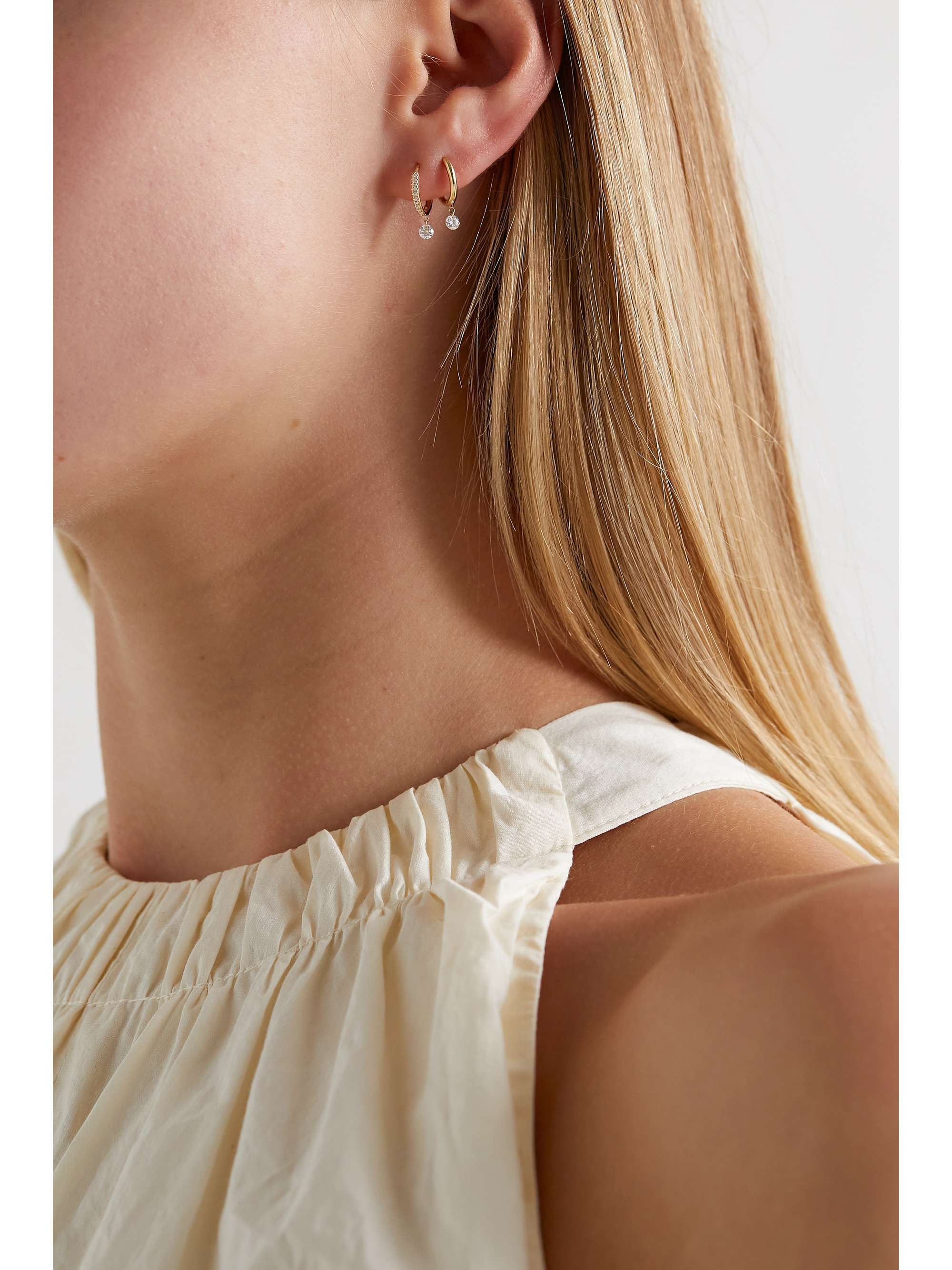 PERSÉE Gold crystal single hoop earring