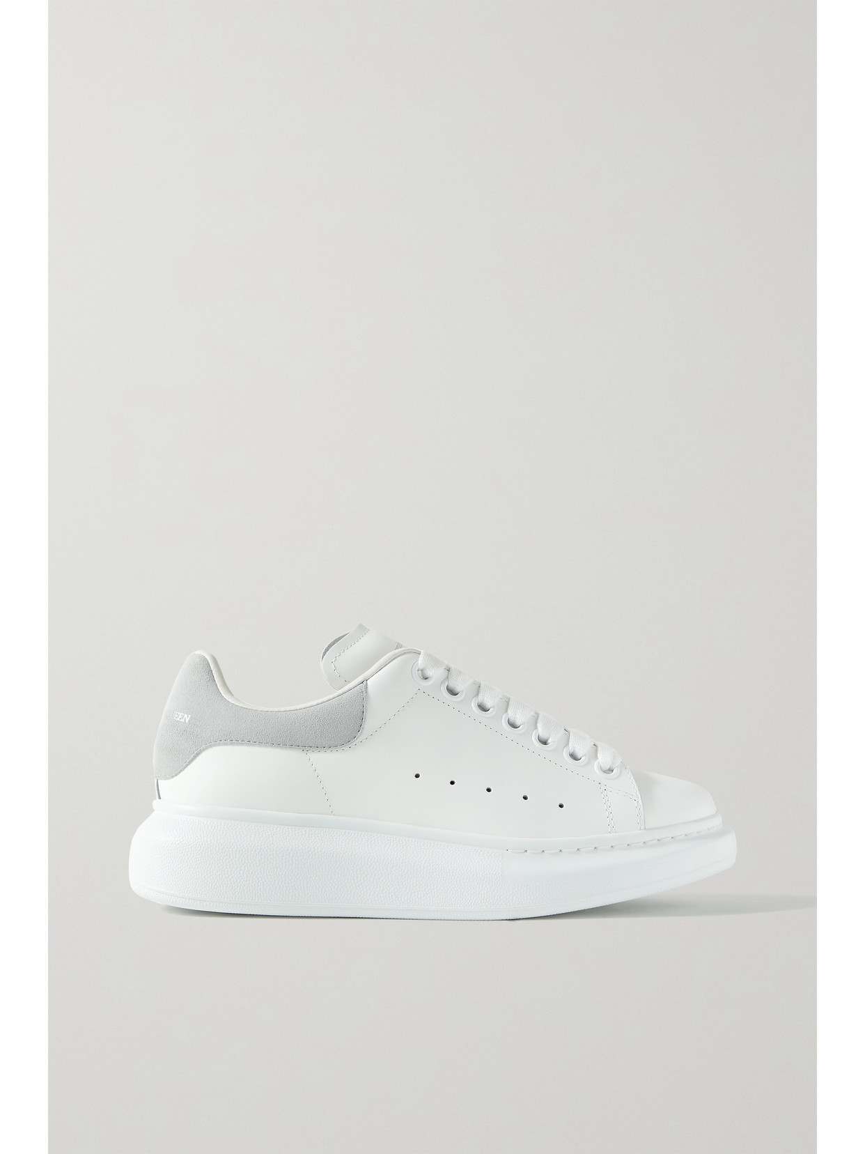 ALEXANDER MCQUEEN Suede-trimmed leather exaggerated-sole sneakers