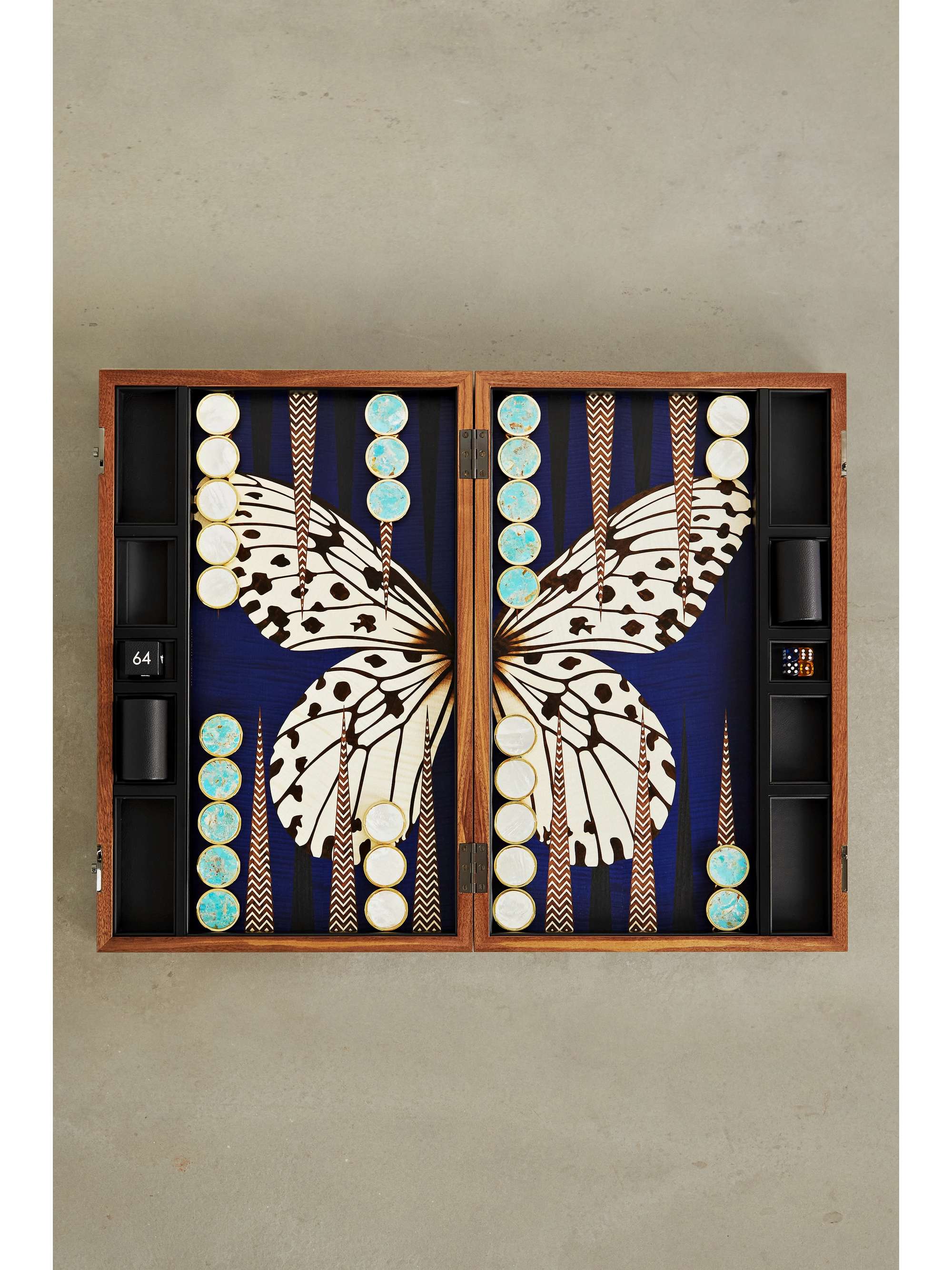 ALEXANDRA LLEWELLYN Tulip Travel textured-leather backgammon set