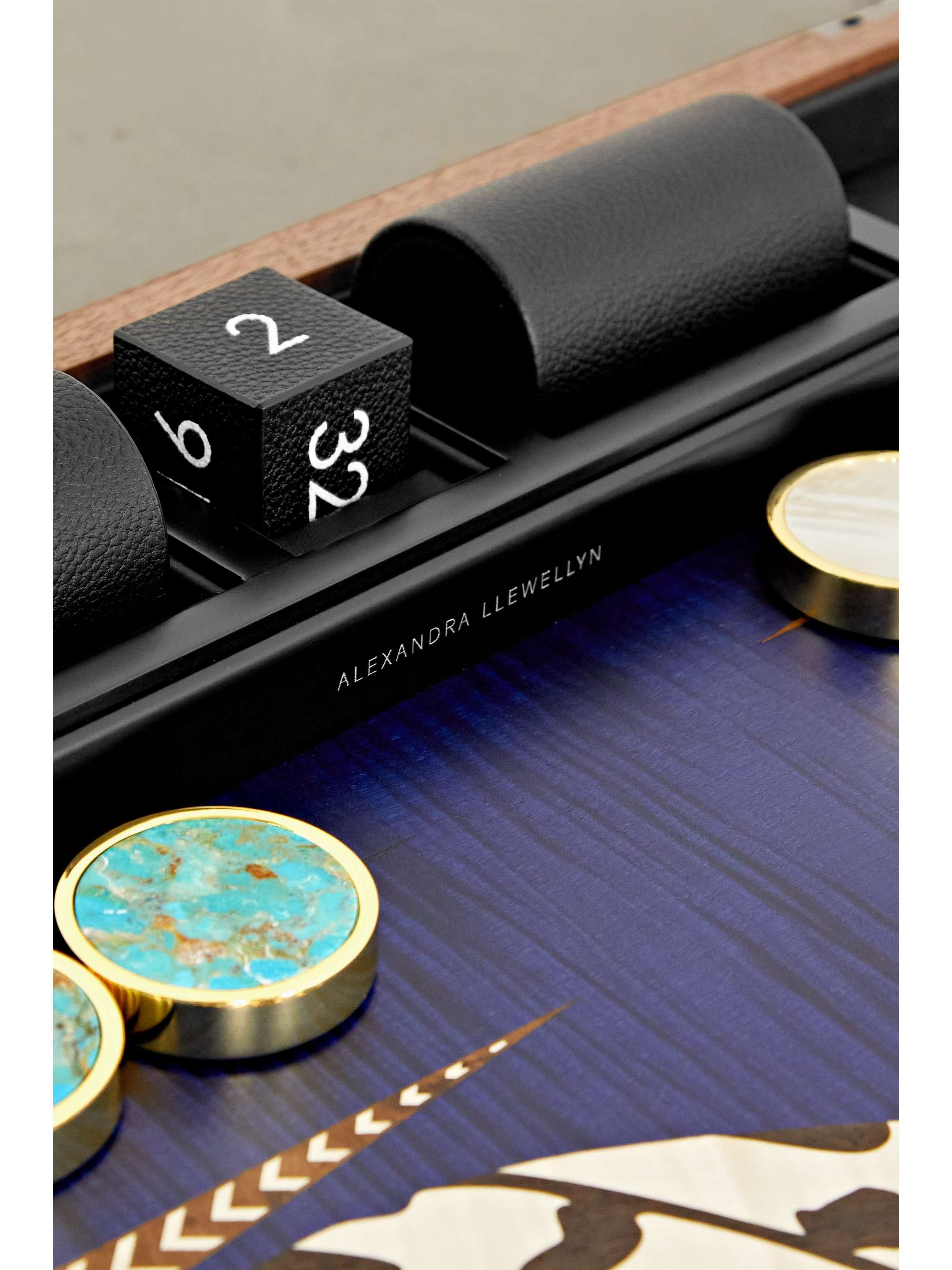 ALEXANDRA LLEWELLYN Tulip Travel textured-leather backgammon set