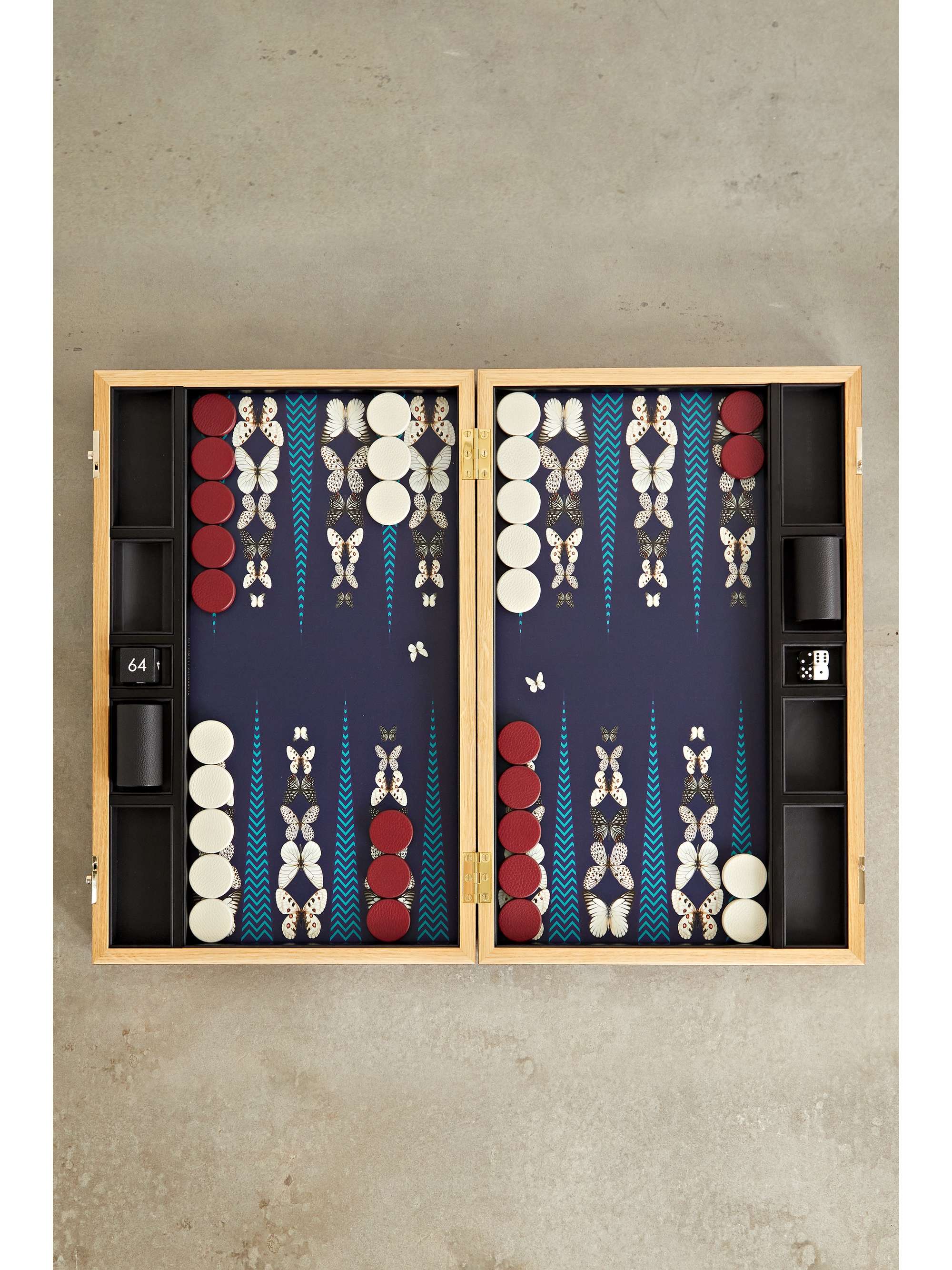 ALEXANDRA LLEWELLYN Tulip Travel textured-leather backgammon set