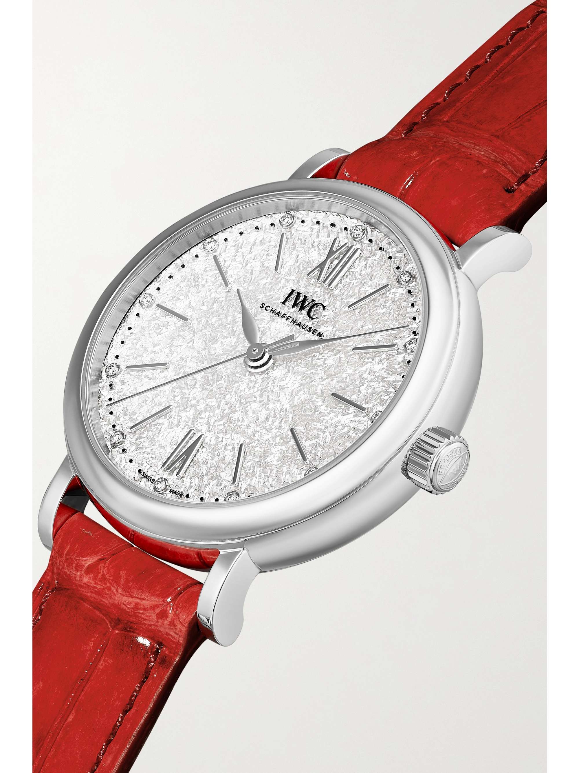 IWC SCHAFFHAUSEN Portofino Automatic 34mm stainless steel, alligator and diamond watch