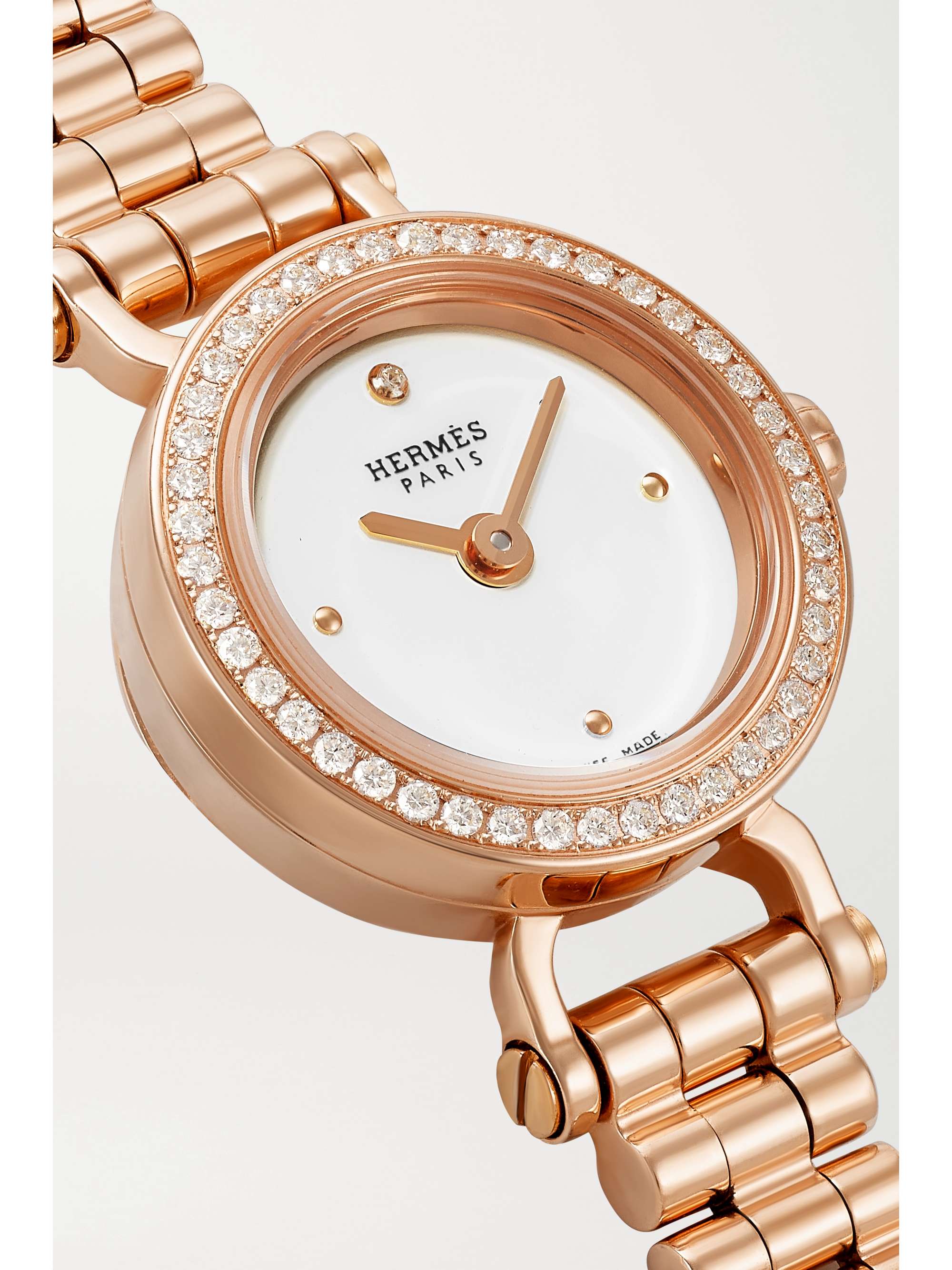 HERMÈS TIMEPIECES Faubourg Double Tour 15mm mini 18-karat rose gold and diamond watch
