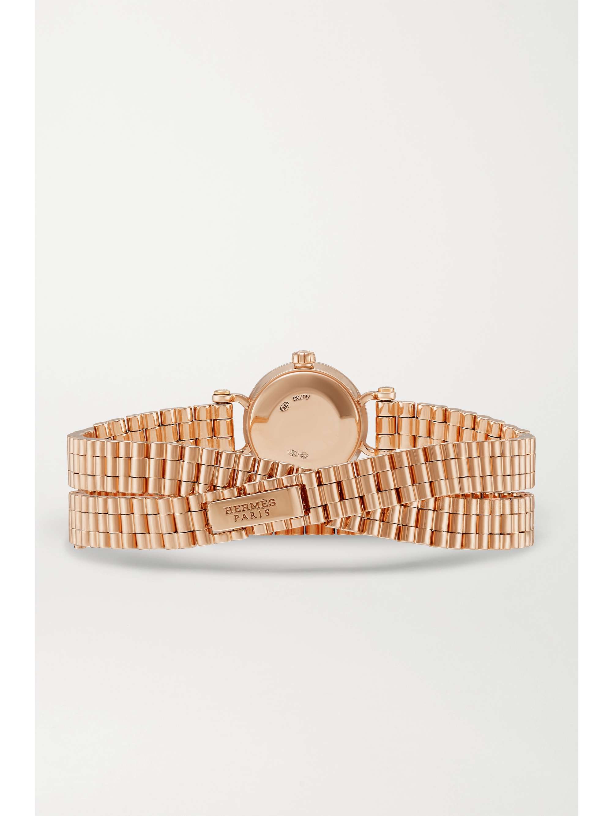 HERMÈS TIMEPIECES Faubourg Double Tour 15mm mini 18-karat rose gold and diamond watch