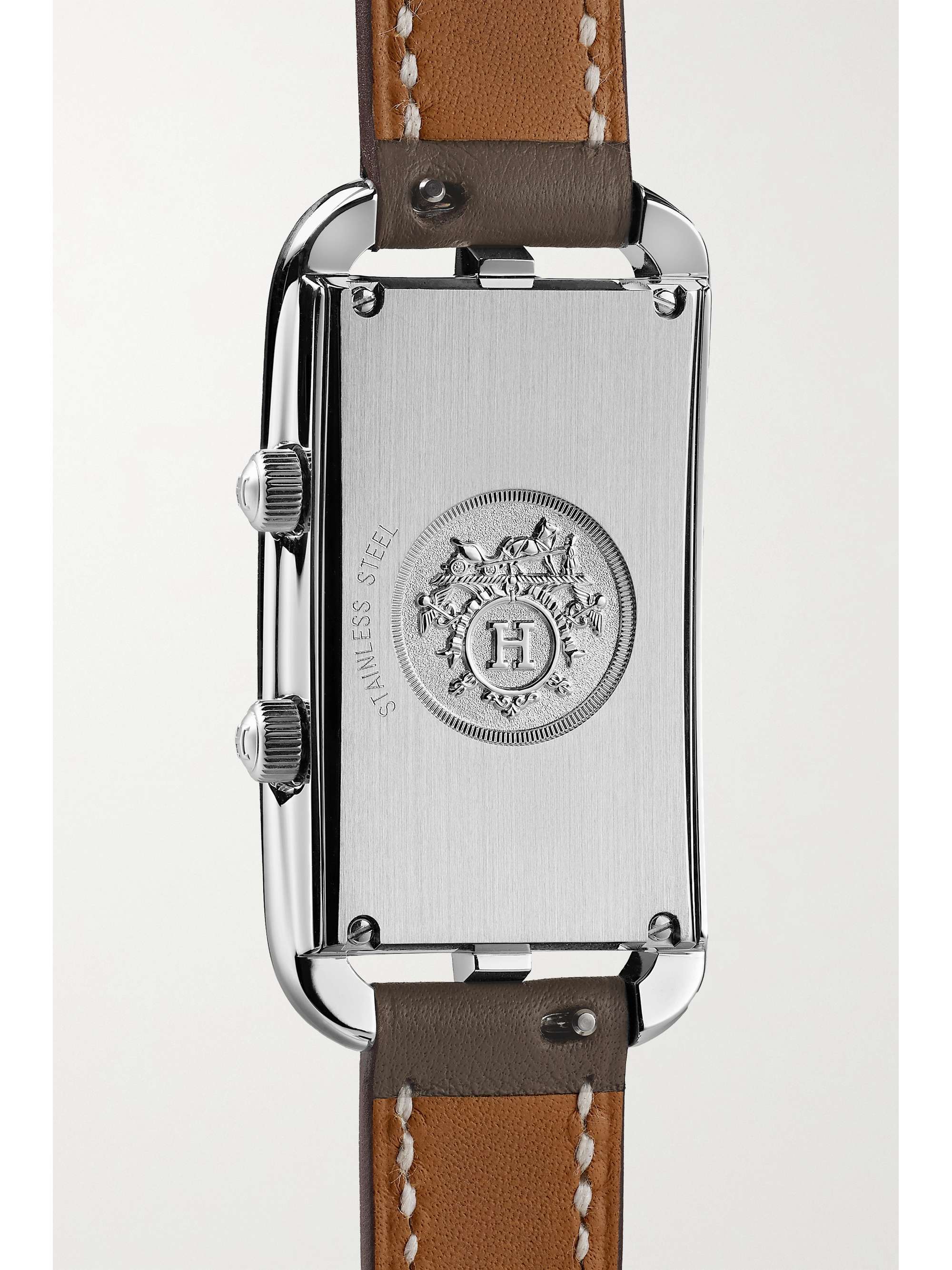 HERMÈS TIMEPIECES Nantucket Dual Time 39mm large stainless steel, alligator and diamond watch