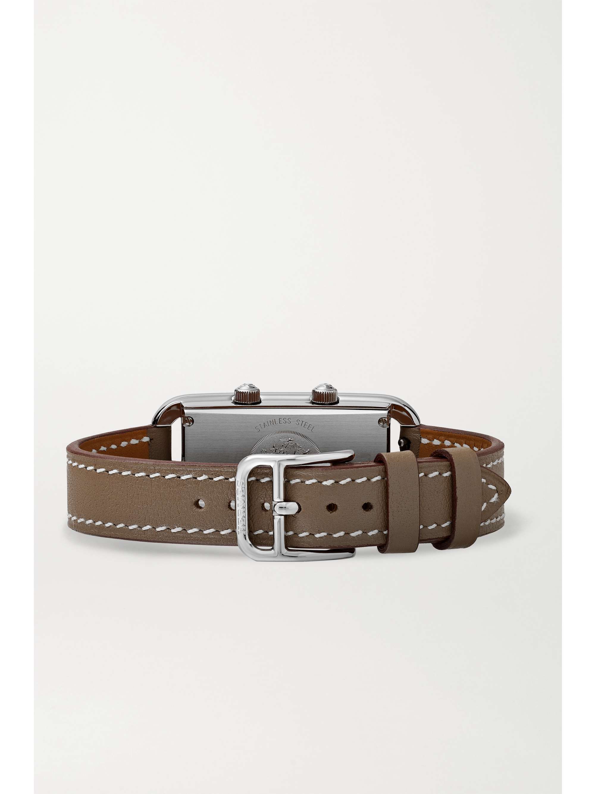 HERMÈS TIMEPIECES Nantucket Dual Time 39mm large stainless steel, alligator and diamond watch