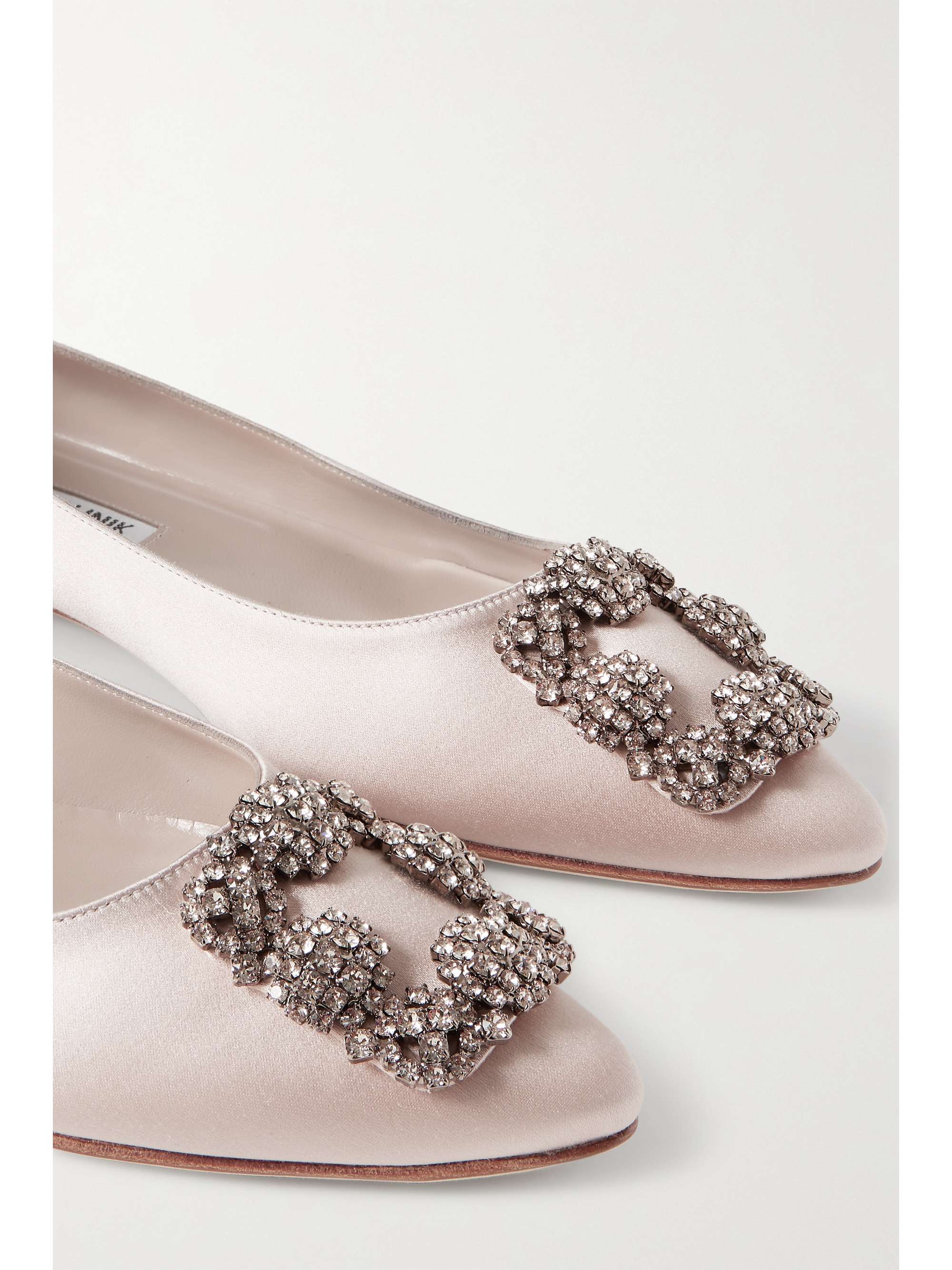 MANOLO BLAHNIK Hangisi embellished satin point-toe flats | NET-A-PORTER