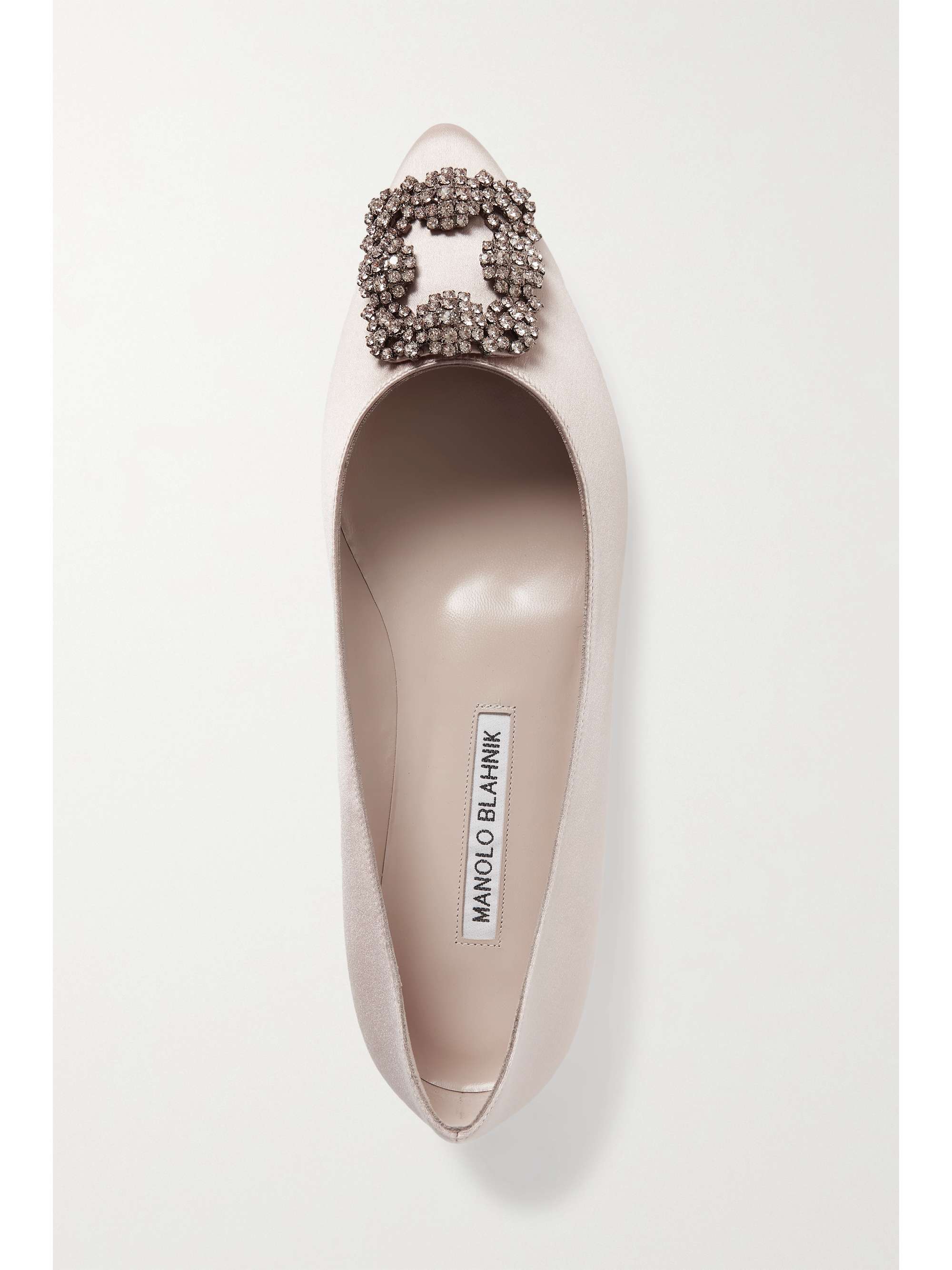 MANOLO BLAHNIK Hangisi embellished satin point-toe flats