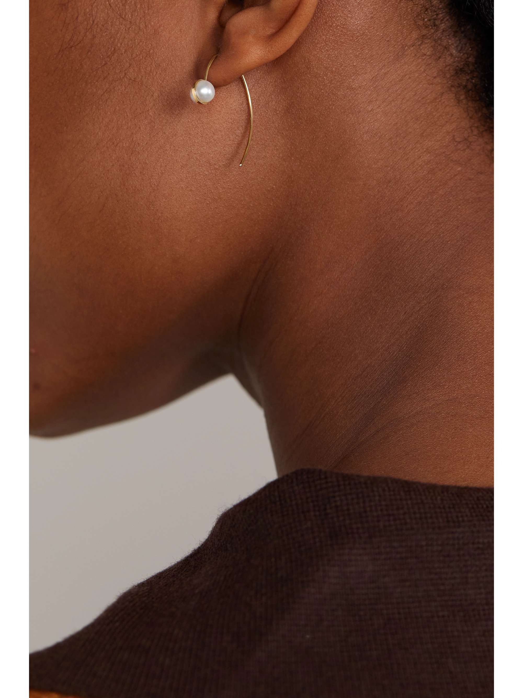 MELISSA JOY MANNING Wishbone 14-karat recycled gold pearl earrings