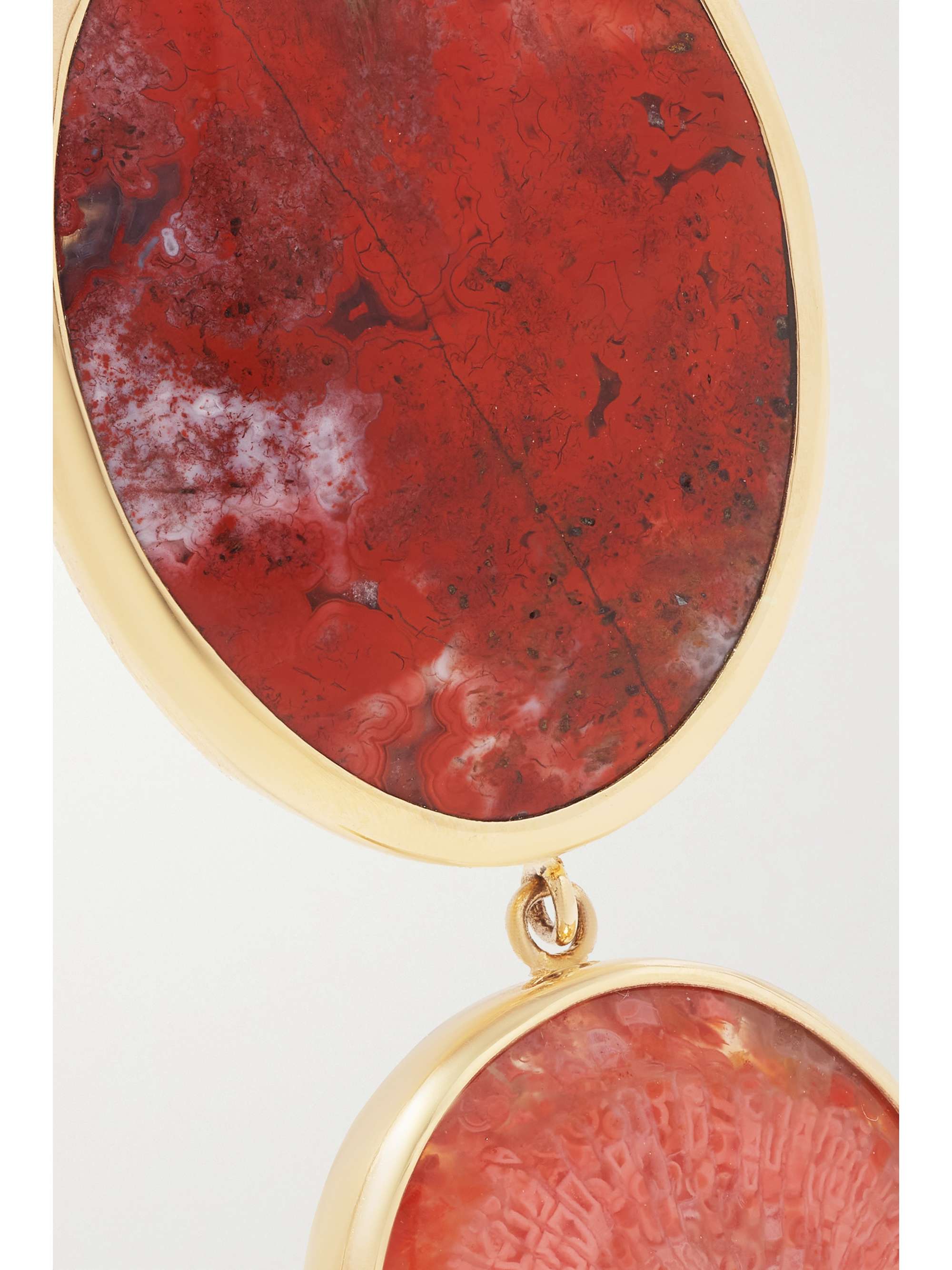MELISSA JOY MANNING + NET SUSTAIN 14-karat gold and sterling silver, coral and jasper earrings