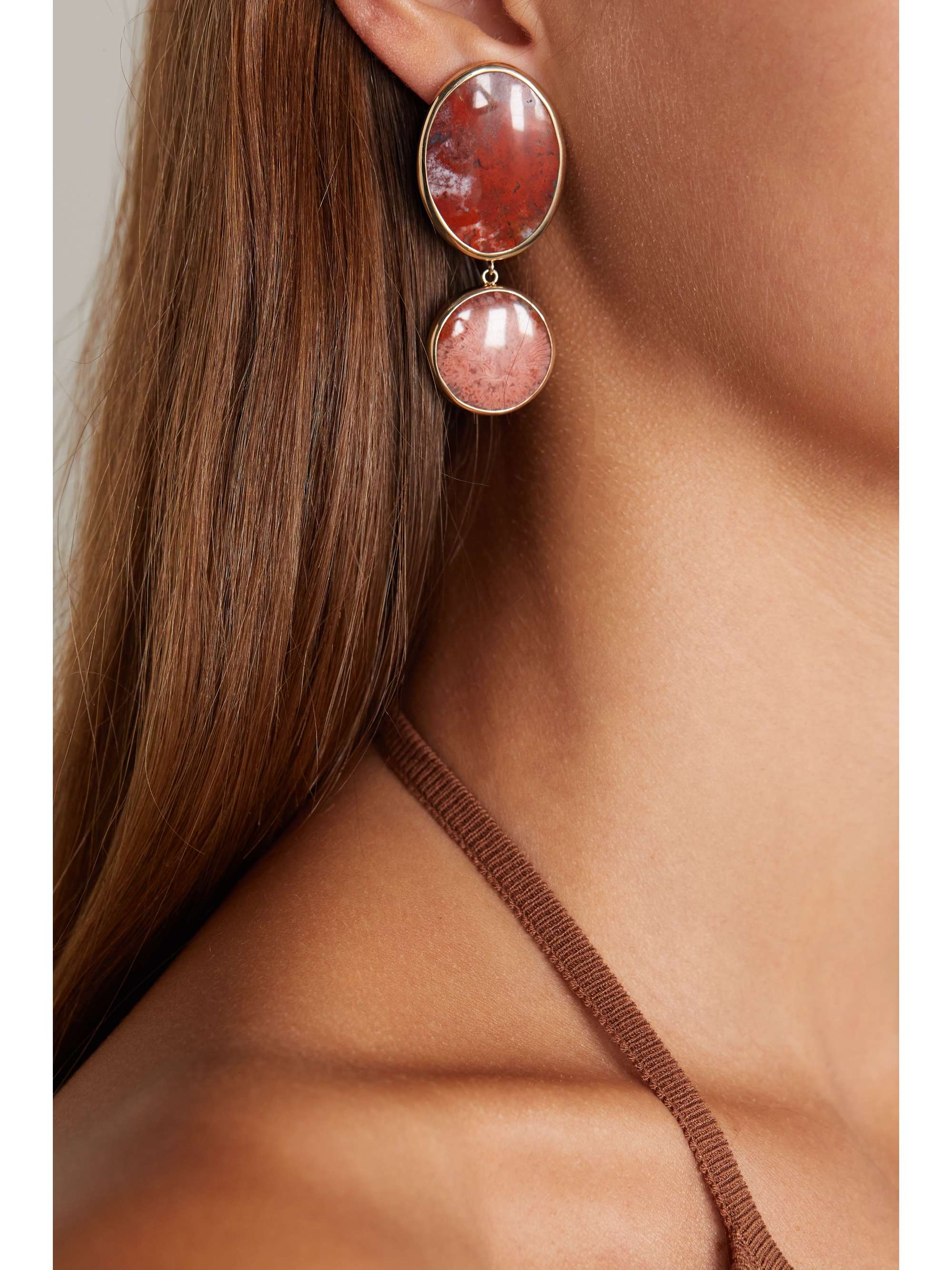 MELISSA JOY MANNING + NET SUSTAIN 14-karat gold and sterling silver, coral and jasper earrings