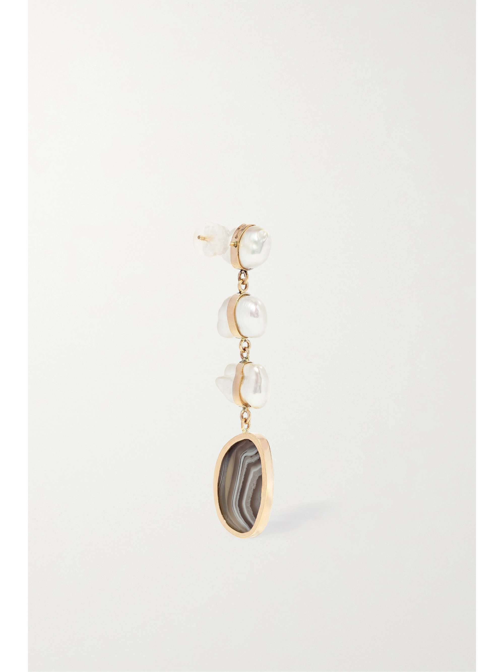 MELISSA JOY MANNING 14-karat recycled gold, pearl and agate earrings