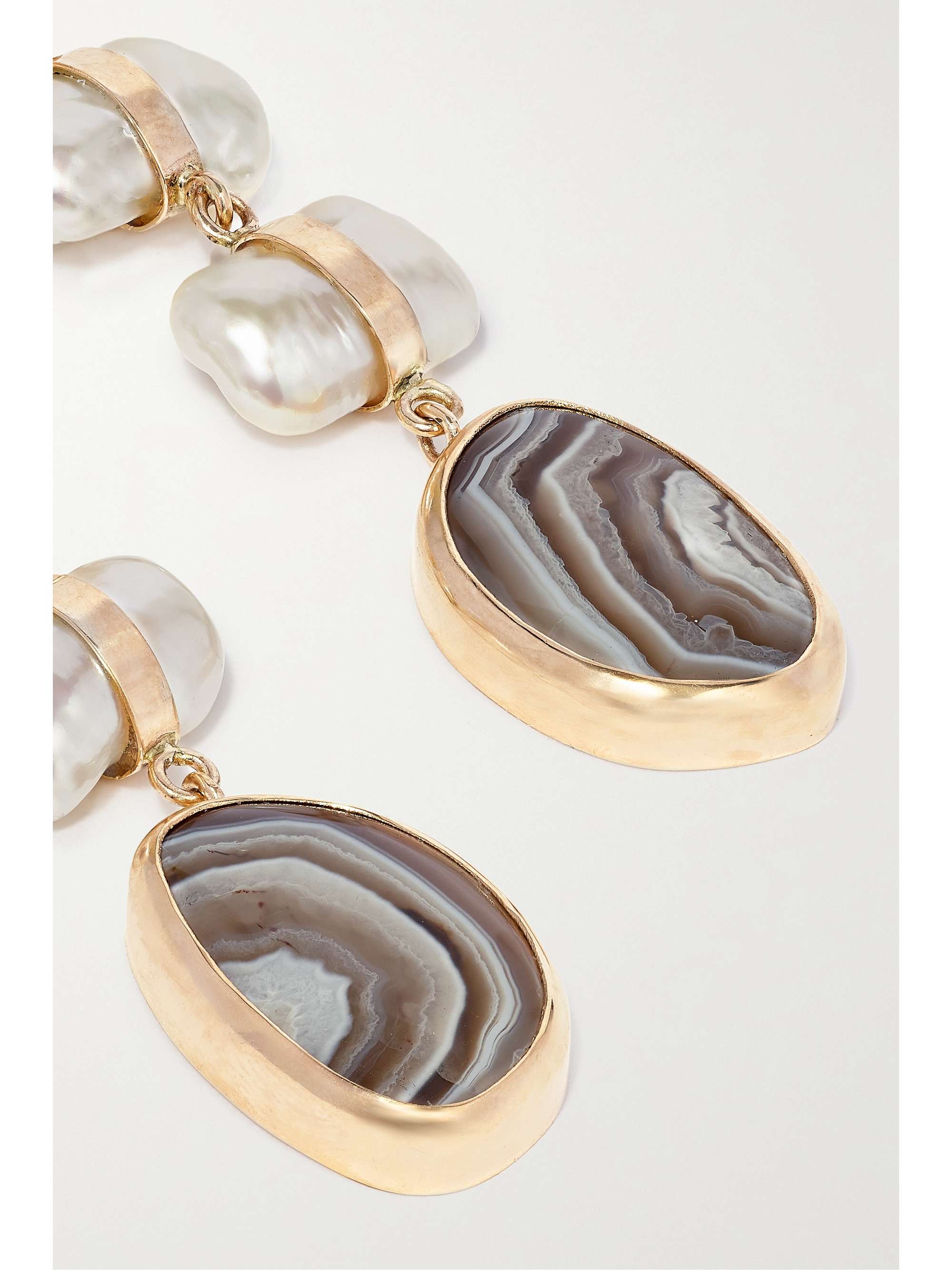 MELISSA JOY MANNING 14-karat recycled gold, pearl and agate earrings