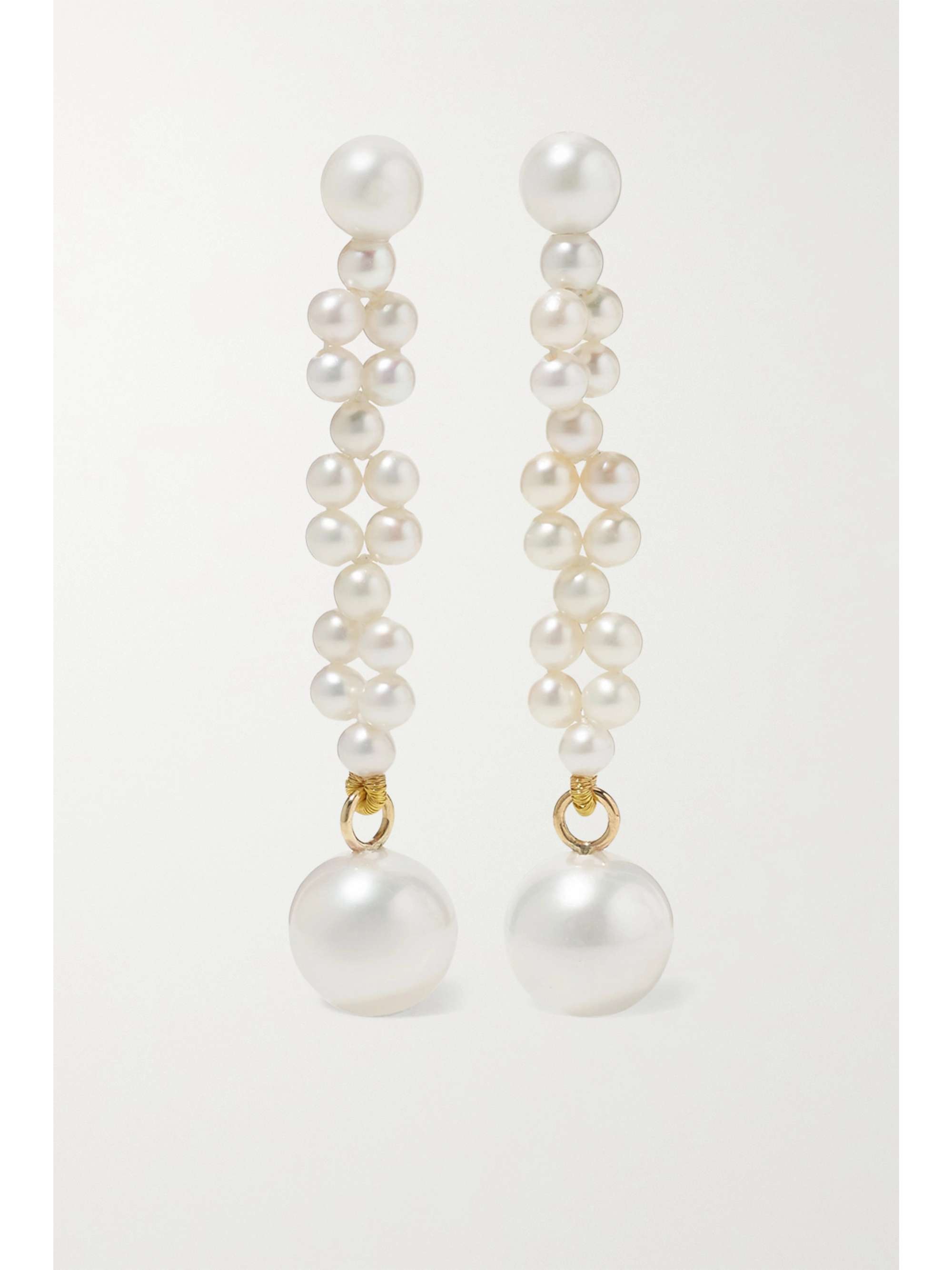 SOPHIE BILLE BRAHE Tressé 14-karat gold pearl earrings | NET-A-PORTER