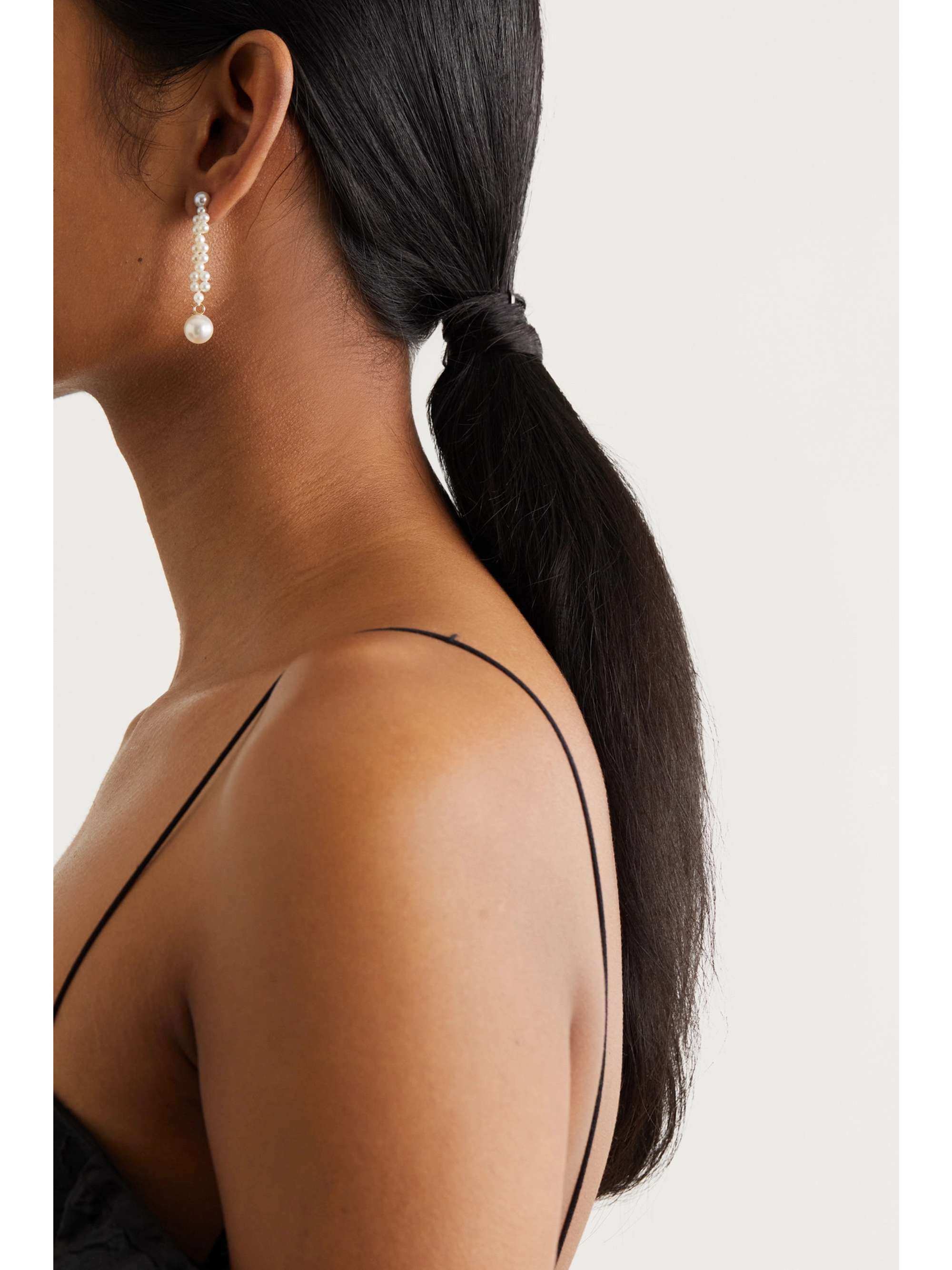 SOPHIE BILLE BRAHE Tressé 14-karat gold pearl earrings