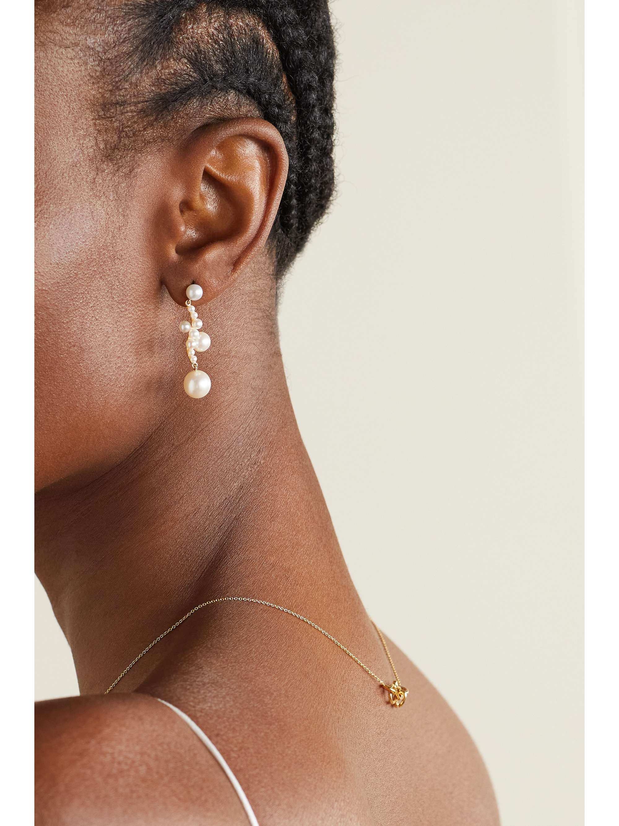 SOPHIE BILLE BRAHE Ocean Perle einzelner Ohrring aus 14 Karat Gold mit Perlen