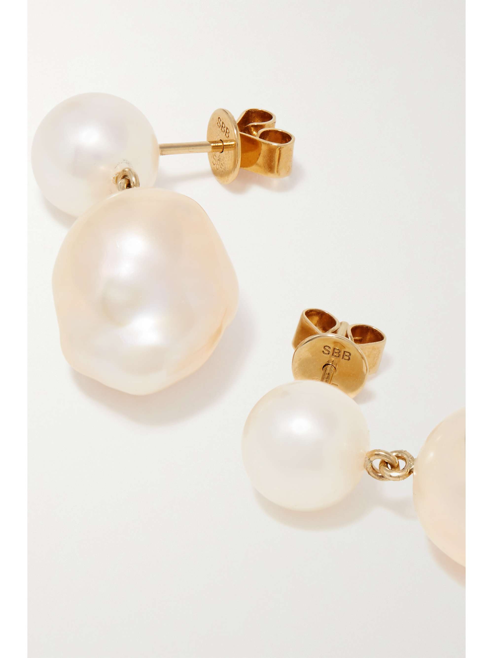 SOPHIE BILLE BRAHE Venus Rose 14-karat gold pearl earrings