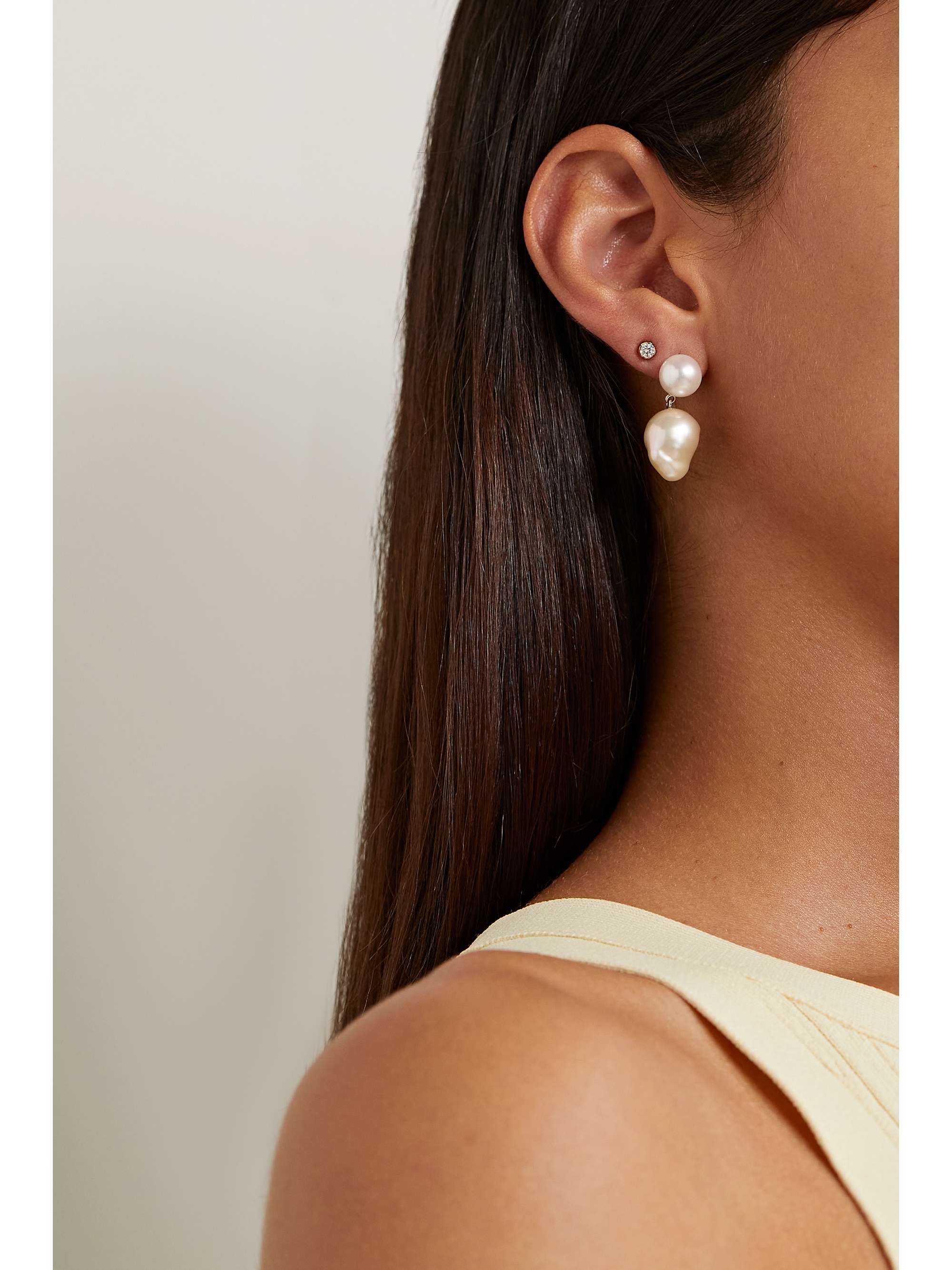 SOPHIE BILLE BRAHE Venus Rose 14-karat gold pearl earrings