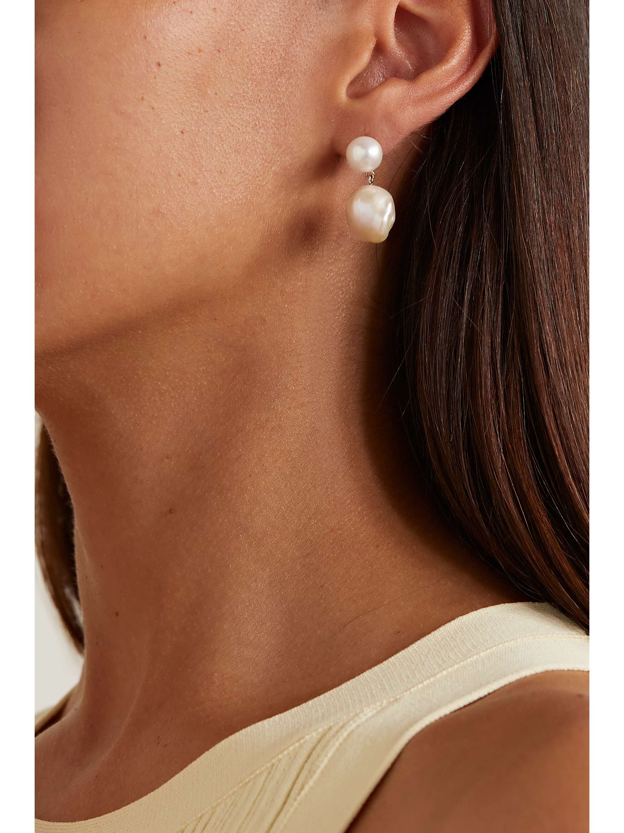 SOPHIE BILLE BRAHE Venus Rose 14-karat gold pearl earrings