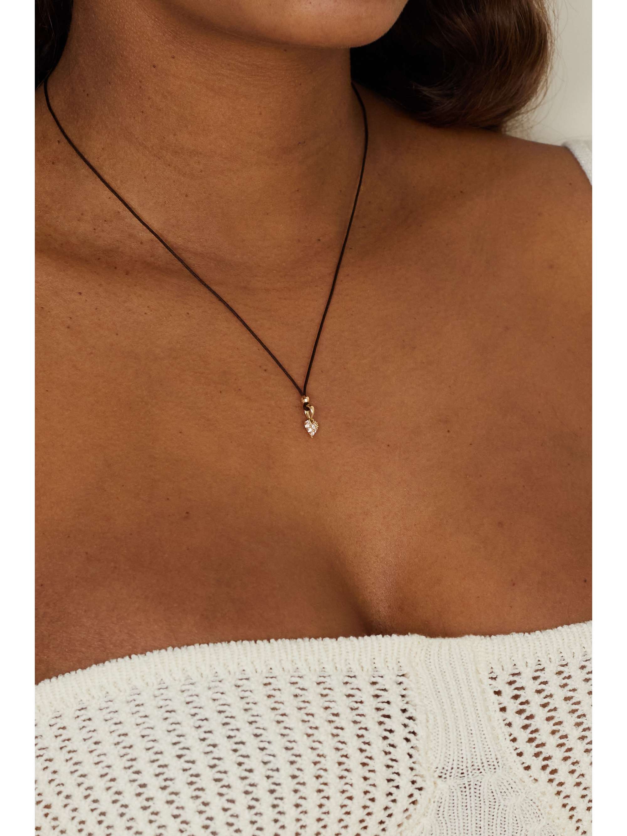 MIZUKI 14-karat gold, cord and diamond necklace